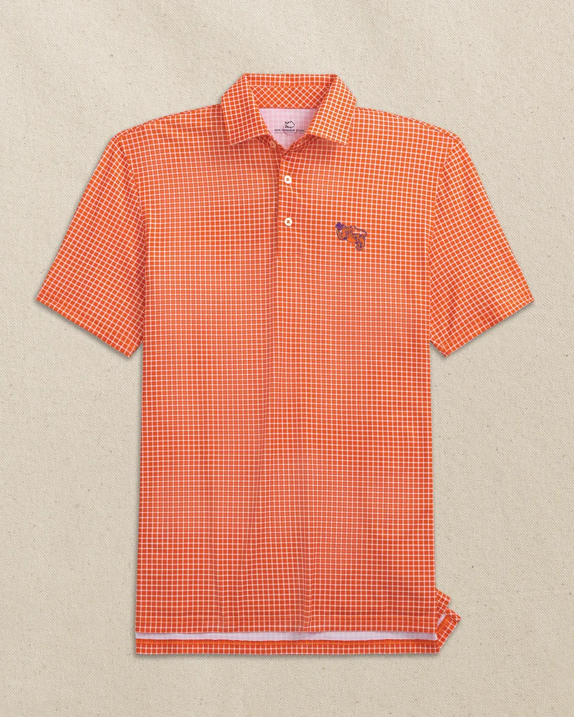 Lightweight Clemson Gentleman Tiger Driver Dunes Edge Plaid Polo Safe