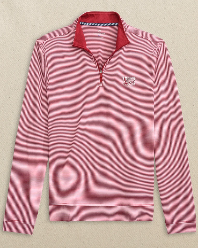 Artisan Oklahoma Sooner Schooner Cruiser Micro-Stripe Heather Quarter Zip Elegant