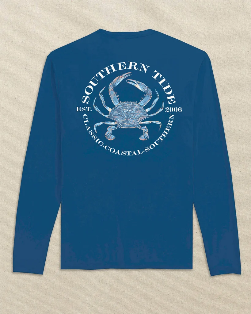 Authentic Blue Crab Long Sleeve T-Shirt Natural