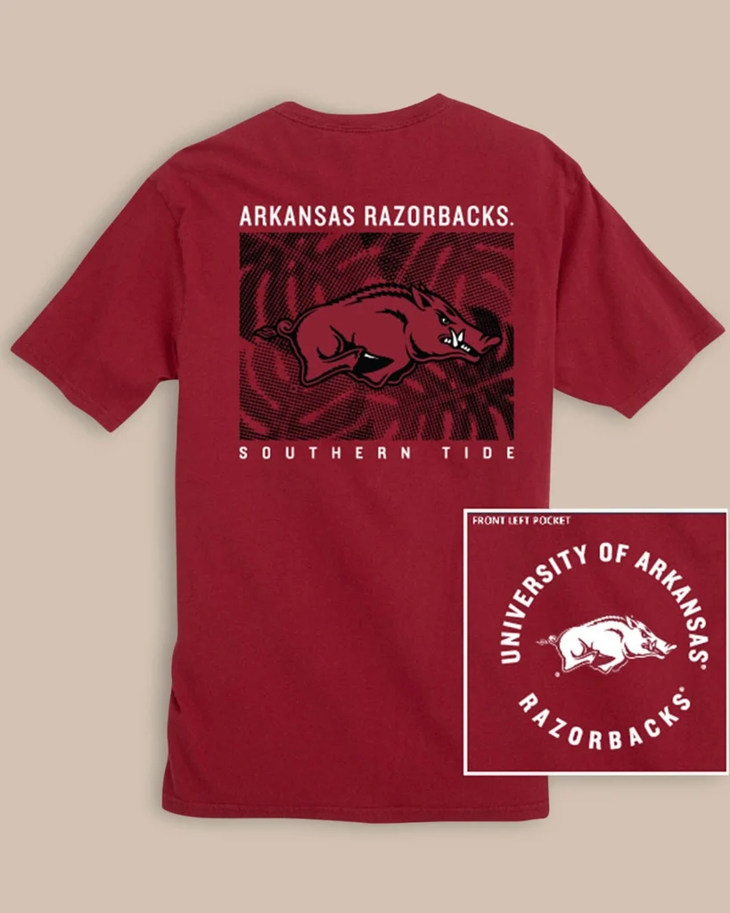 Casual Arkansas Razorbacks Halftone Monstera T-Shirt Next-Generation