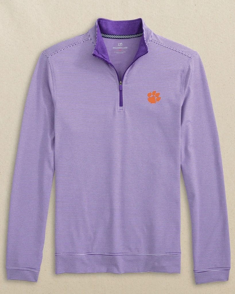 Prestigious Clemson Tigers Cruiser Micro-Stripe Heather Quarter Zip Lightweight