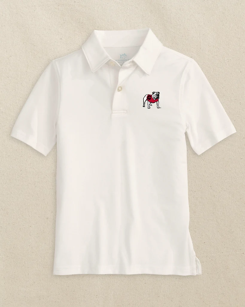 Green Georgia Bulldogs Boys Driver Performance Polo Shirt Authentic