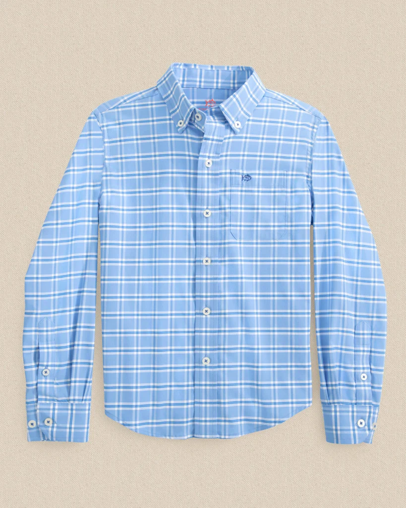 Exclusive Boys South Beach Plaid Coastal Breeze® Sport Shirt Solid