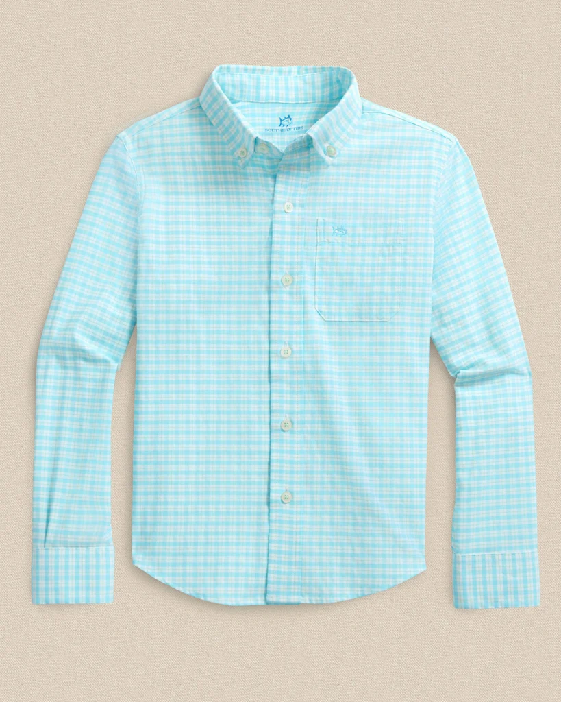 Responsible Boys Precheck Plaid Coastal Breeze® Sport Shirt Smart