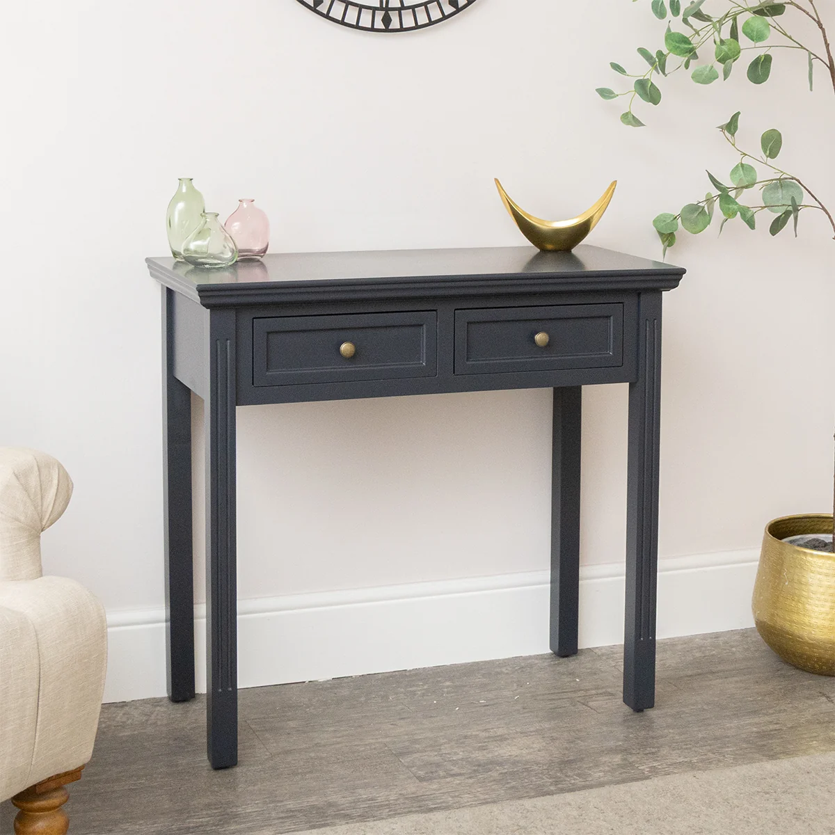 Soft Navy Black 2 Drawer Console Dressing Table – Daventry Navy Black Range Selected