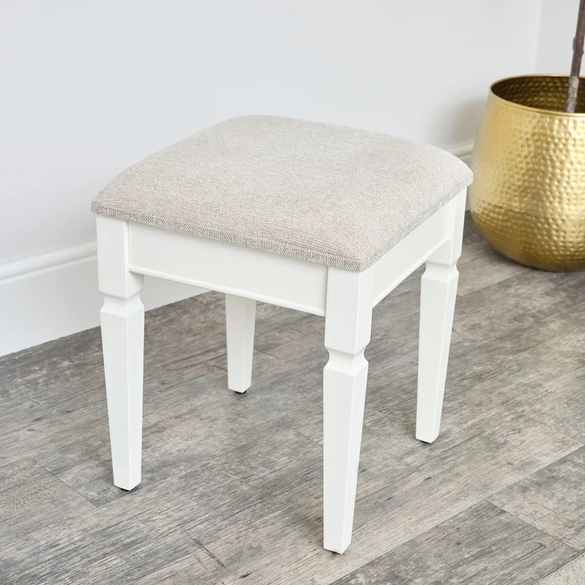 Modern Ivory Cushioned Dressing Table Stool – Daventry Ivory Range Professional