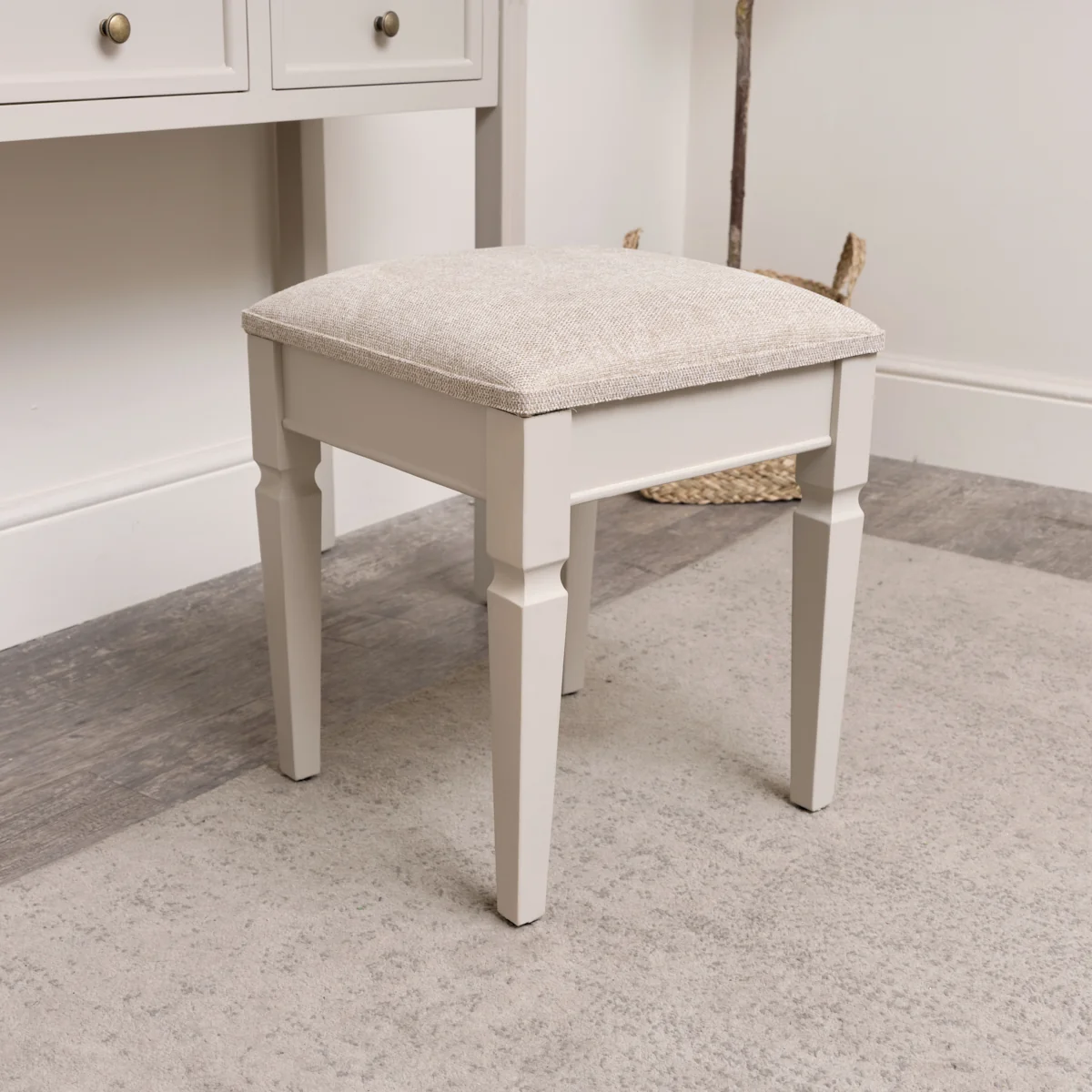 Fashionable Taupe-Grey Cushioned Dressing Table Stool – Daventry Taupe-Grey Range Innovative