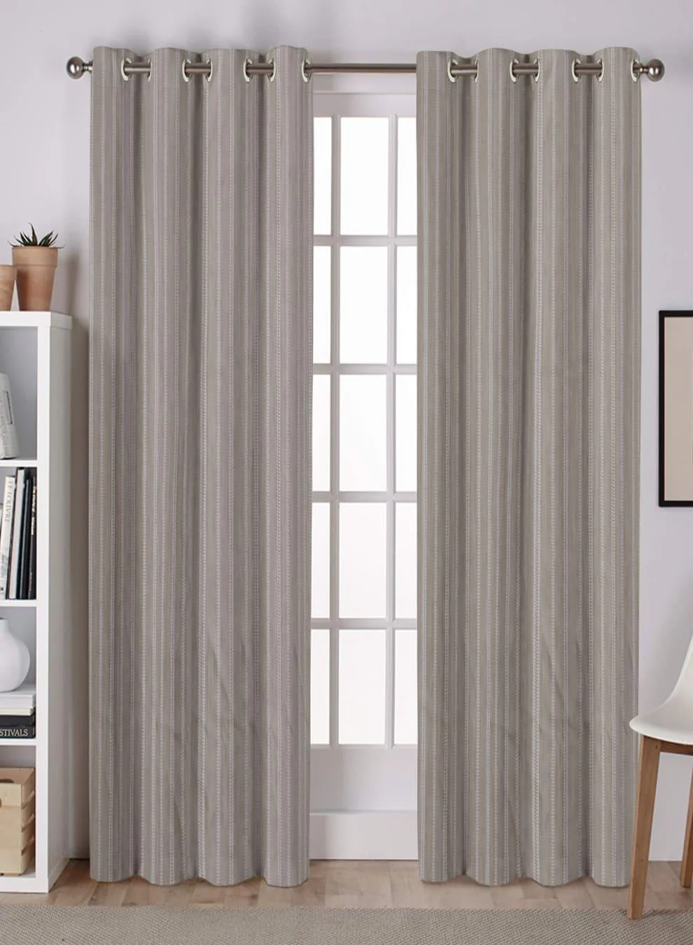 Professional Lyon Cotton Room Darkening Curtains Subtle Striped Weave Taupe Gray Set of 2 Fully CustomizableThe Guide to Measuring and Choosing Curtains Soft