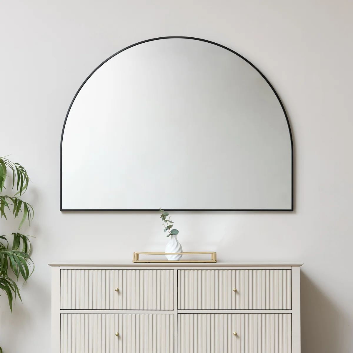 Pure Large Black Arched Wall Mirror 90cm x 120cm Reusable