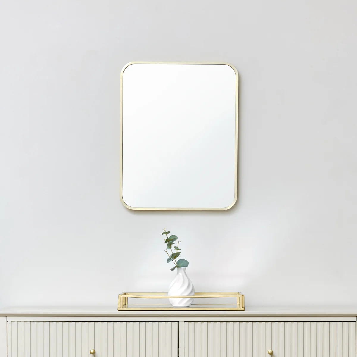 Modern Gold Curved Framed Wall Mirror 50cm x 40cm Prestigious