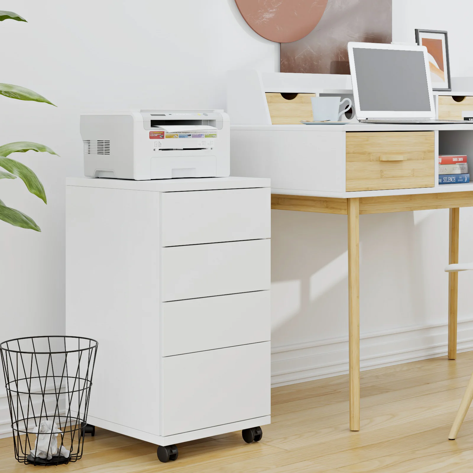 High-Performance File Cabinet 4 Drawers Mobile Filing Cabinet Rolling Pedestal Under Desk for Home Office WhiteFile Cabinet 4 Drawers Mobile Filing Cabinet Rolling Pedestal Under Desk for Home Office White User-Friendly