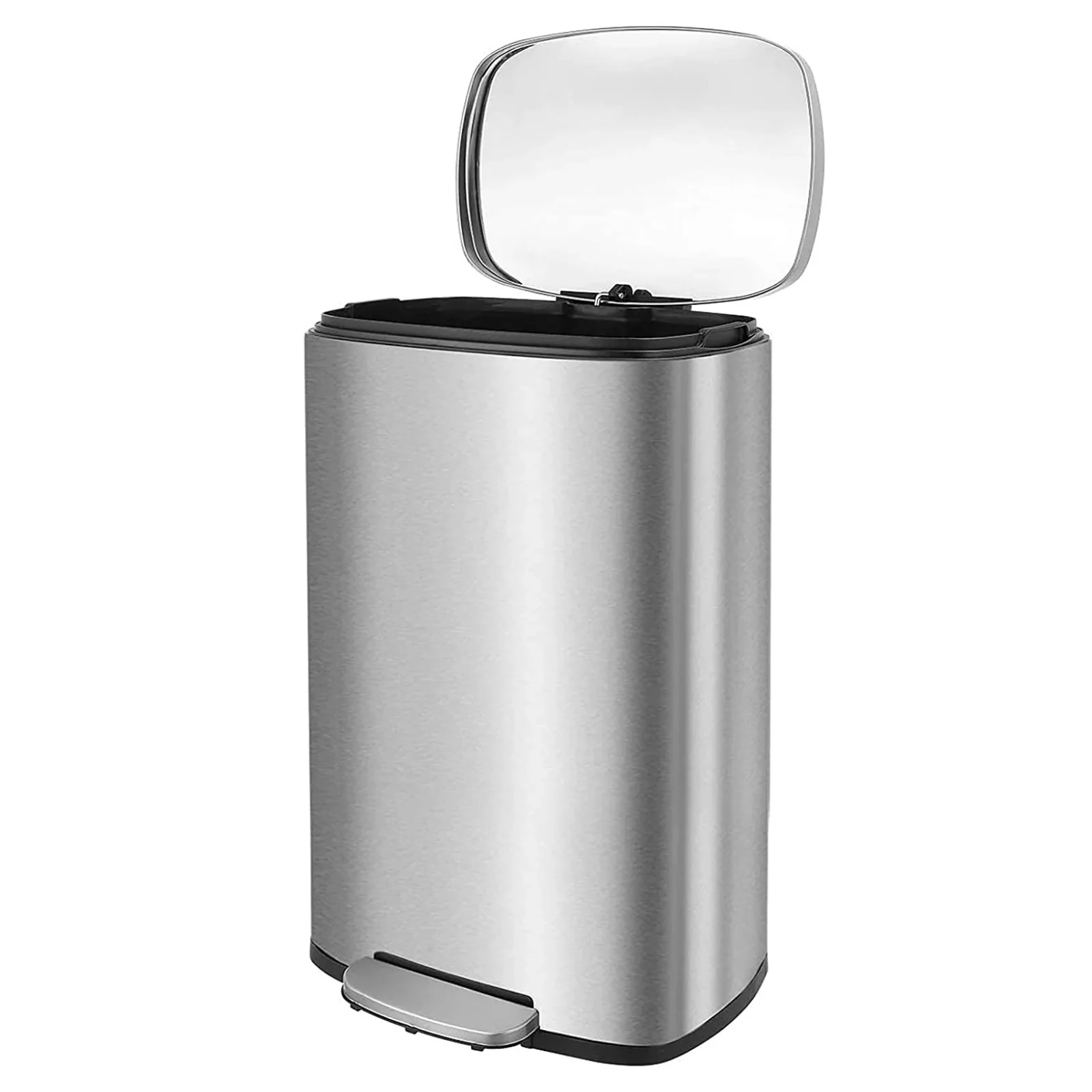 Exceptional 13.2 Gallon 50L Step Trash Can Stainless Steel Garbage Bin with Removable Inner Bucket13.2 Gallon 50L Step Trash Can Stainless Steel Garbage Bin with Removable Inner Bucket Superior