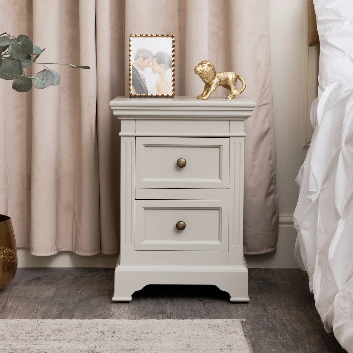 Crafted Taupe-Grey Two Drawer Bedside Table – Daventry Taupe-Grey Range Casual