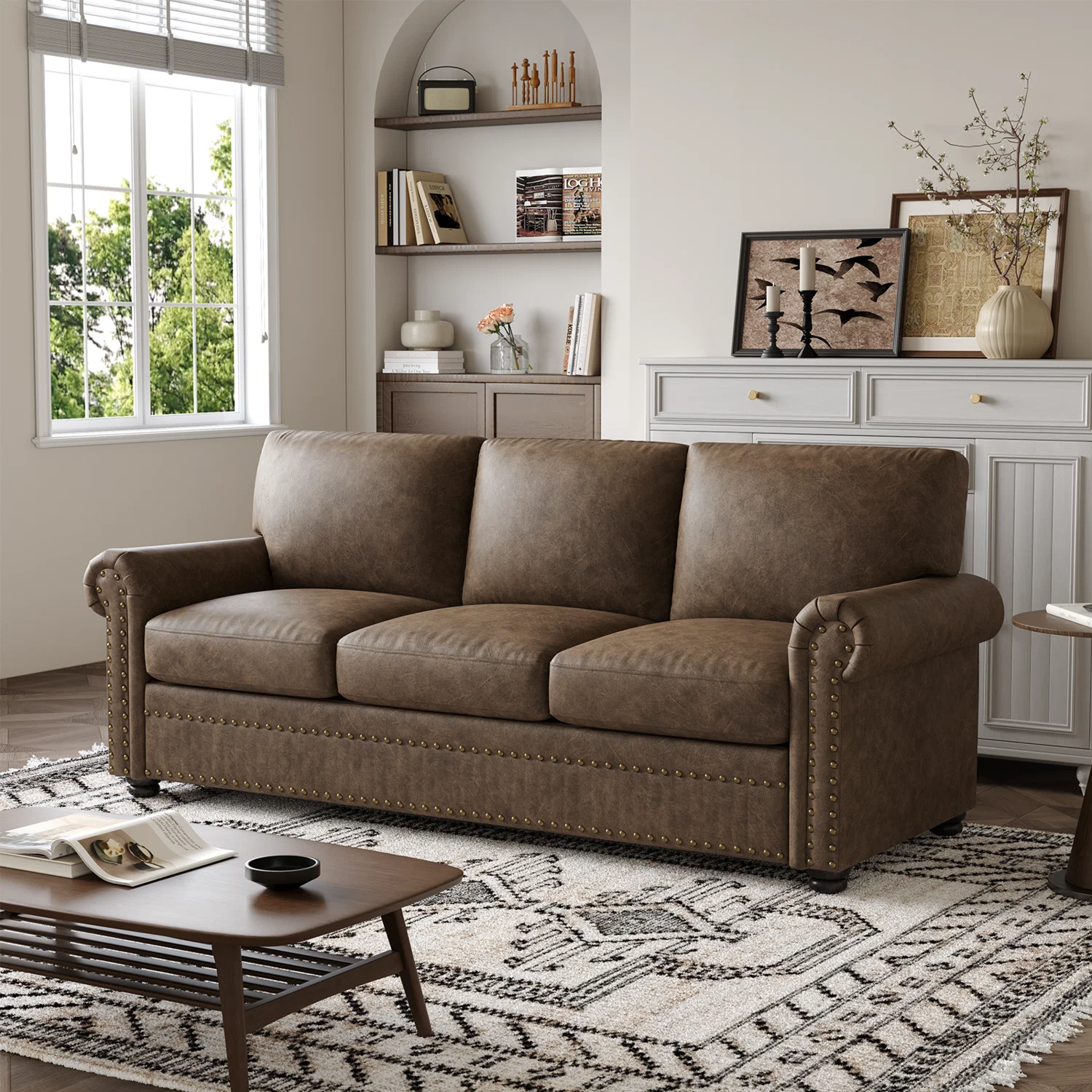 Smart 84 inch Faux Leather Couch 3 Seater Sofa for Living Room Office84 inch Faux Leather Couch 3 Seater Sofa for Living Room Office Expertly Made