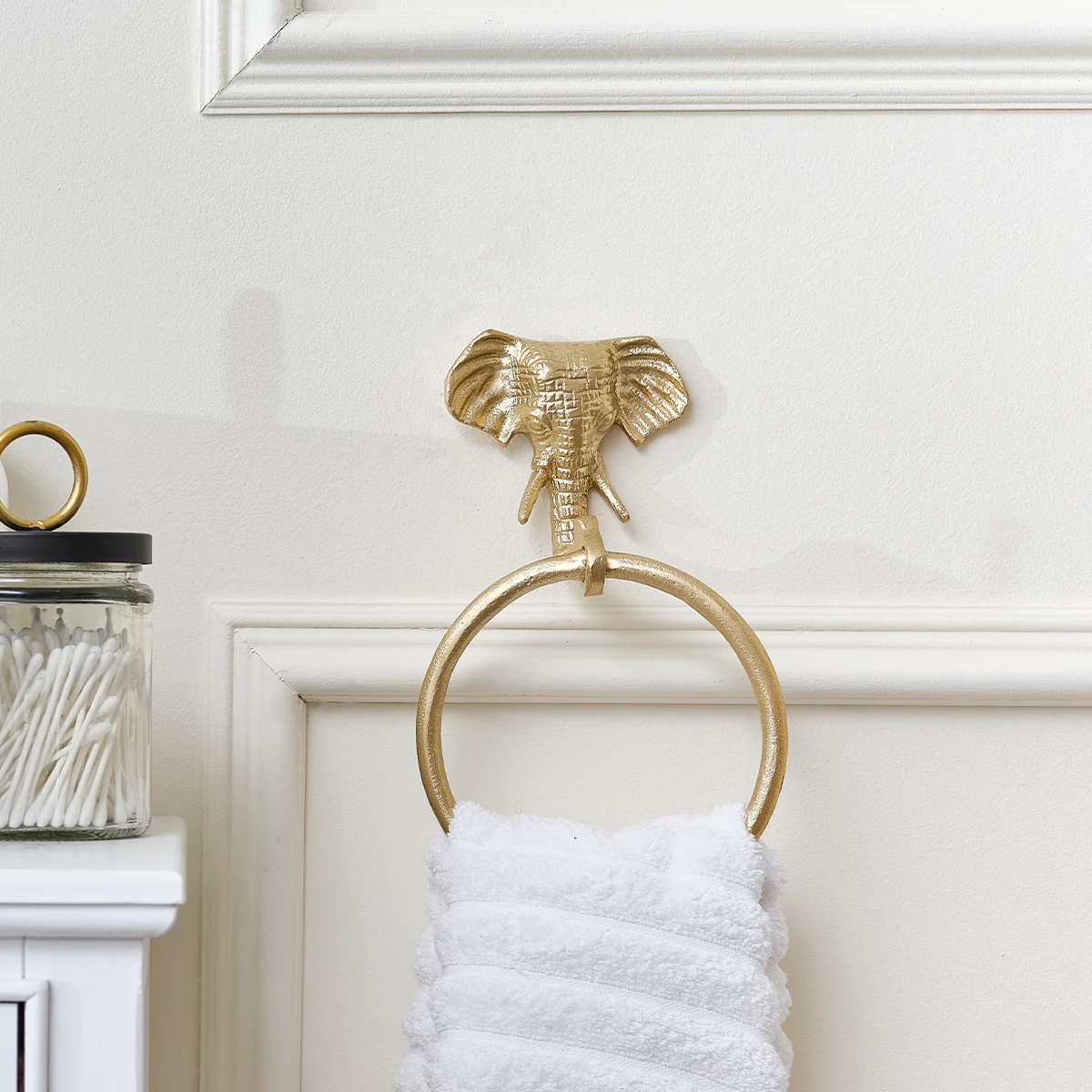 Functional Metallic Gold Elephant Towel Ring Authentic