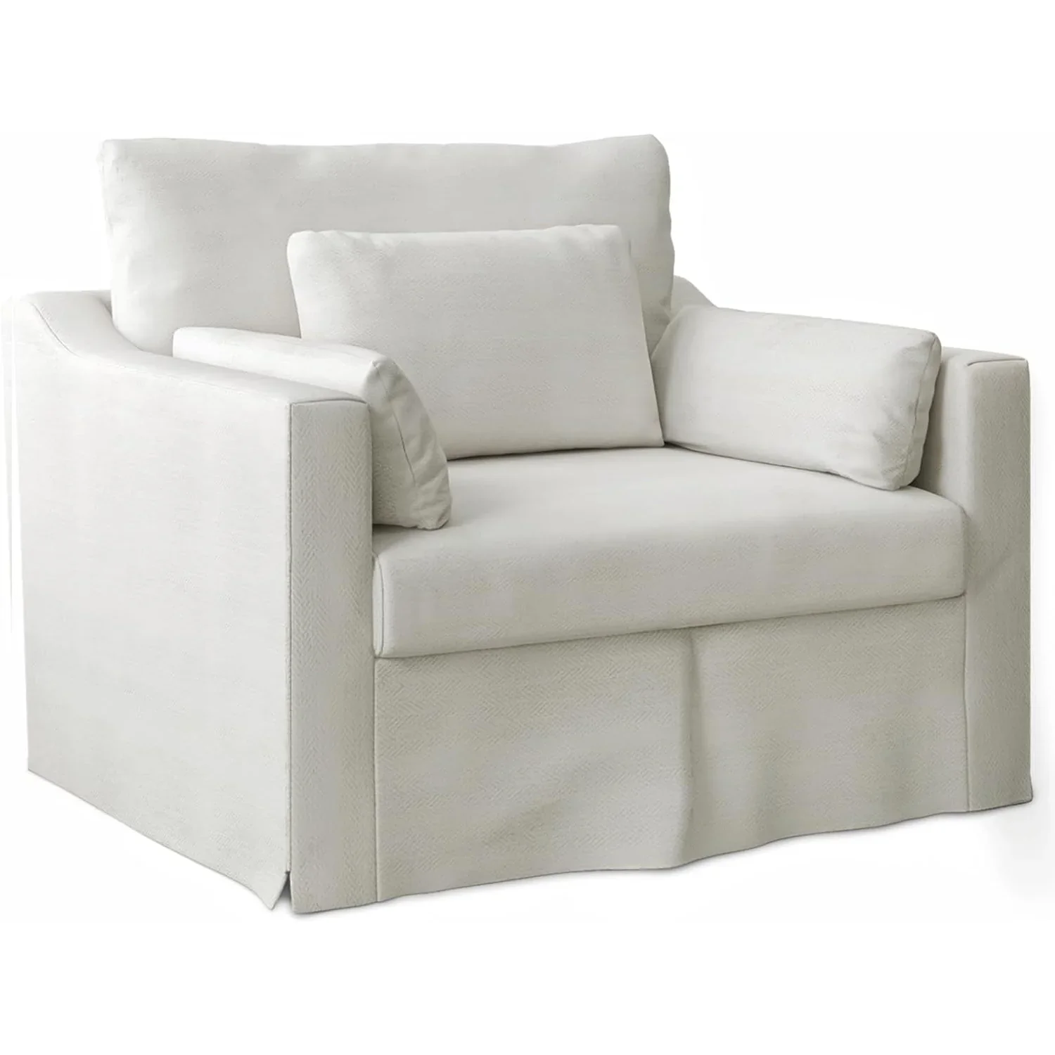 Practical 33 Wide Extra Deep Seat Coastal Arm Chair Washable Linen Slipcovered Chair with 3 Pillows Upholstered Single Sofa Chair33 Wide Extra Deep Seat Coastal Arm Chair Washable Linen Slipcovered Chair with 3 Pillows Upholstered Single Sofa Chair Fast
