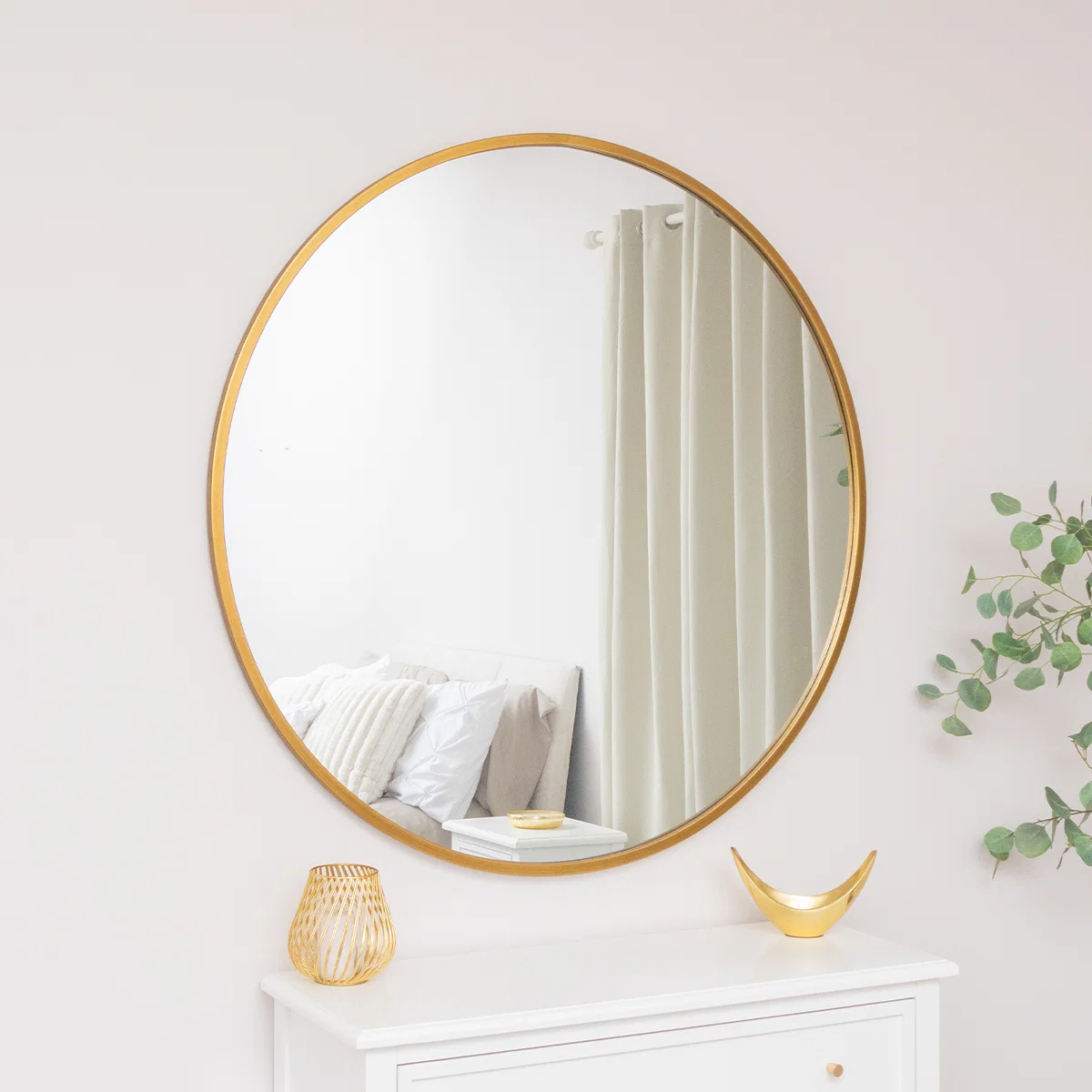 Powerful Extra Large Round Gold Wall Mirror 120cm x 120cm 1.2 M x 1.2 M Premium Material