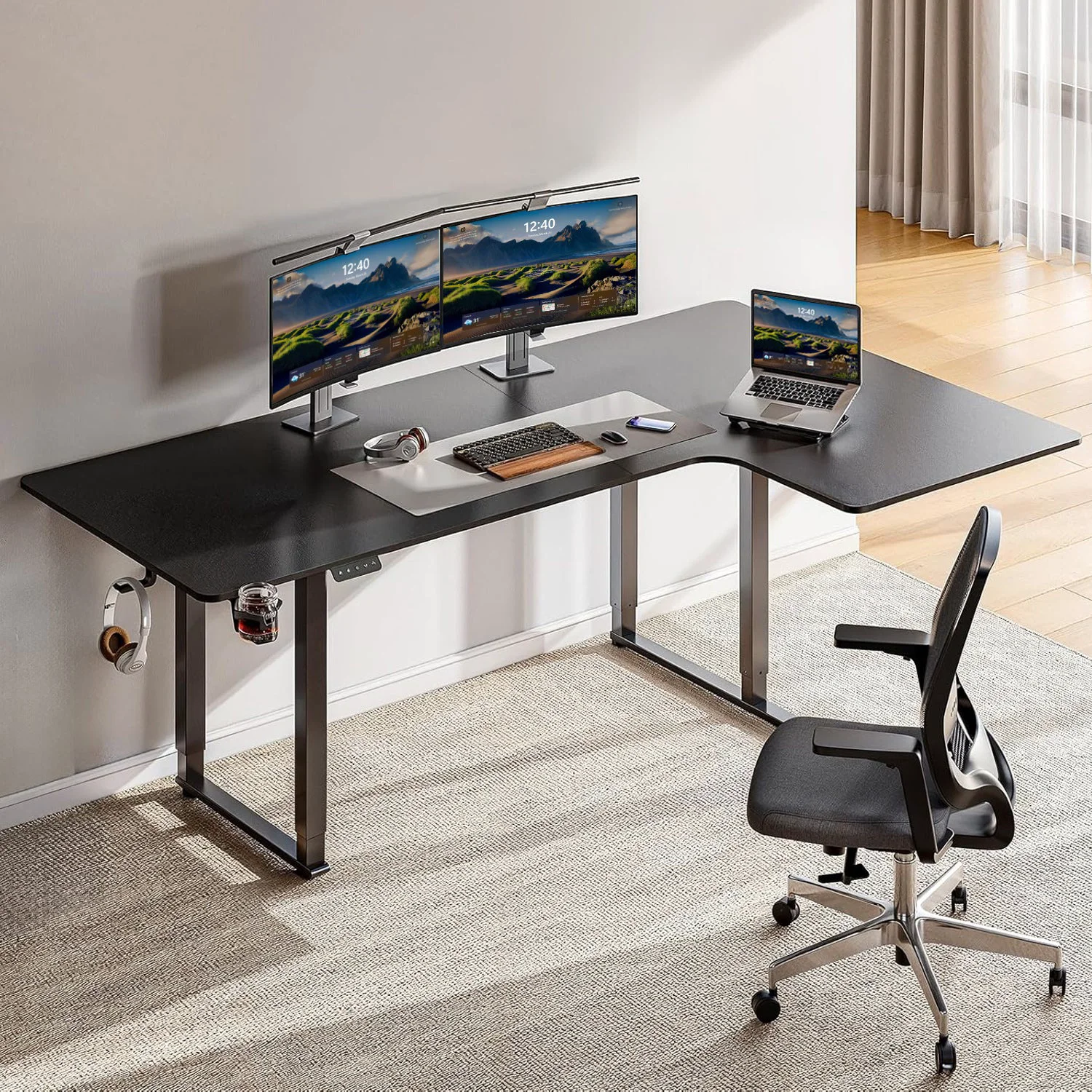 Consistent L Shaped Desk Electric Standing Desk with Dual Motors and Memory Controller 71 x 43 InchL Shaped Desk Electric Standing Desk with Dual Motors and Memory Controller 71 x 43 Inch Crafted