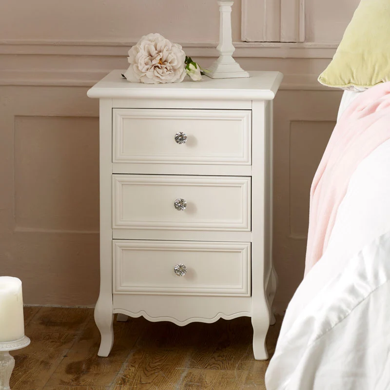 Flexible White 3 Drawer Bedside Table – Victoria Range Stylish
