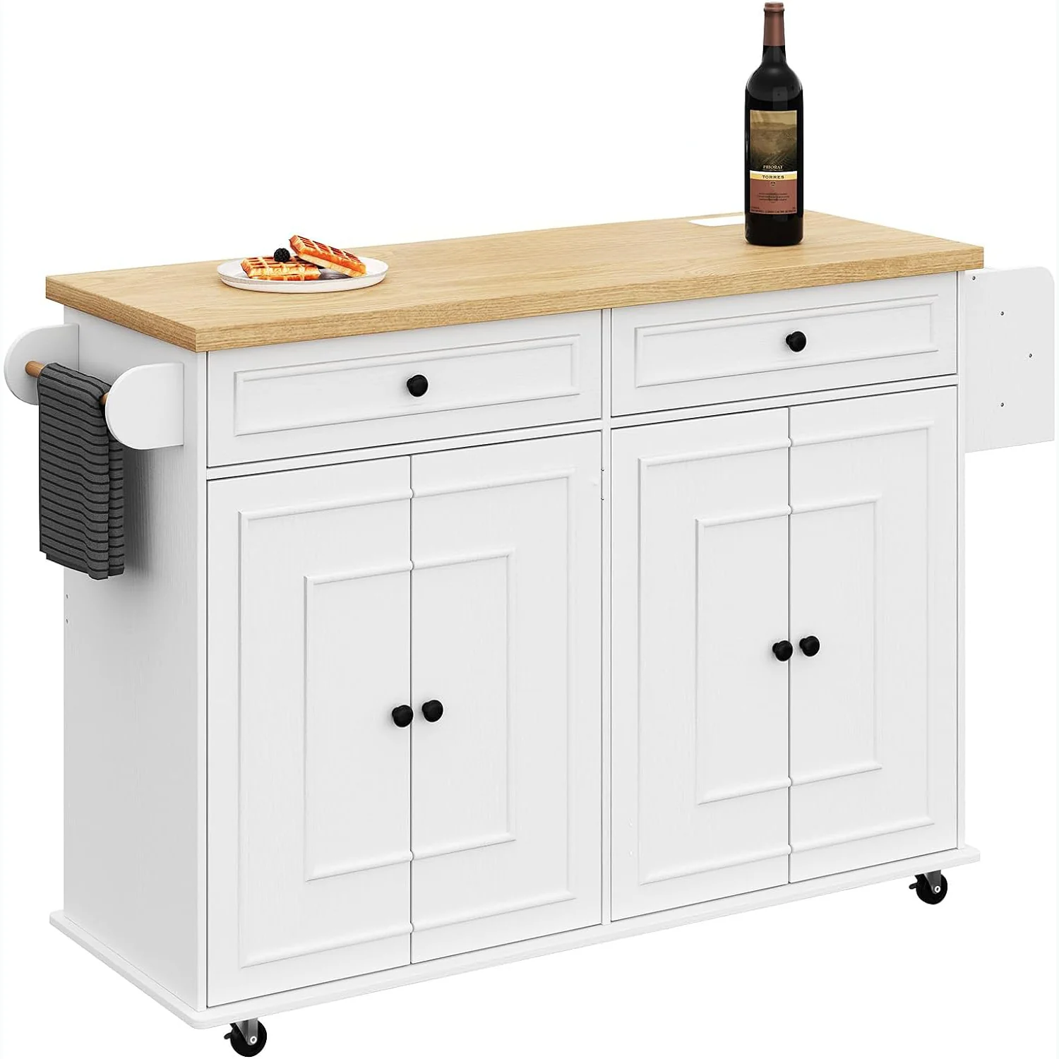 Traditional 58 Inch Home Mobile Kitchen Island Cart Storage Cabinet on Wheels for Home Bar Restaurant58 Inch Home Mobile Kitchen Island Cart Storage Cabinet on Wheels for Home Bar Restaurant Safe