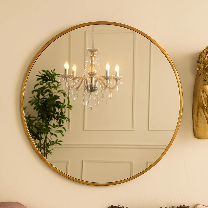 Soft Large Round Gold Framed Wall Mirror 80cm x 80cm Professional