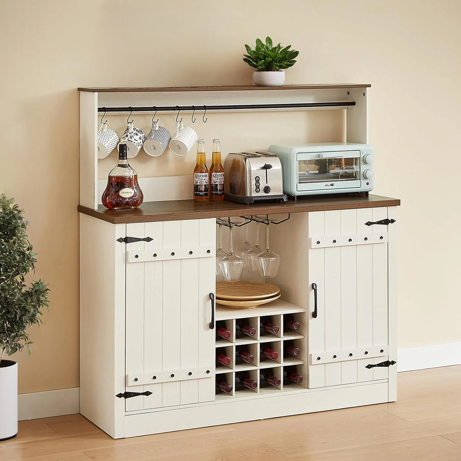 Consistent 58 Inch Bar Cabinet with Adjustable Shelves Buffet Cabinet with 12 Wine Racks and Storage58 Inch Bar Cabinet with Adjustable Shelves Buffet Cabinet with 12 Wine Racks and Storage Elegant