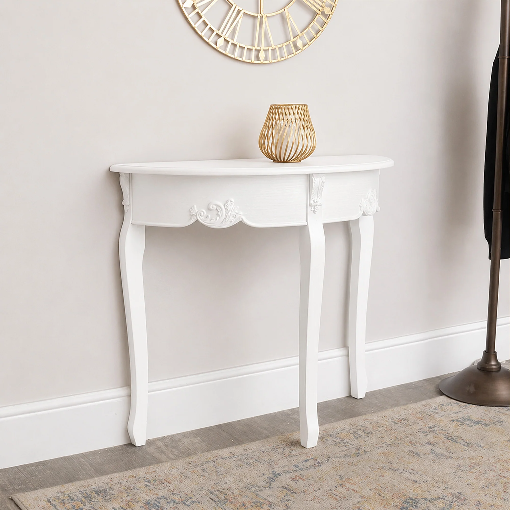 Expertly Made Antique White Half Moon Console Table – Pays Blanc Range Consistent