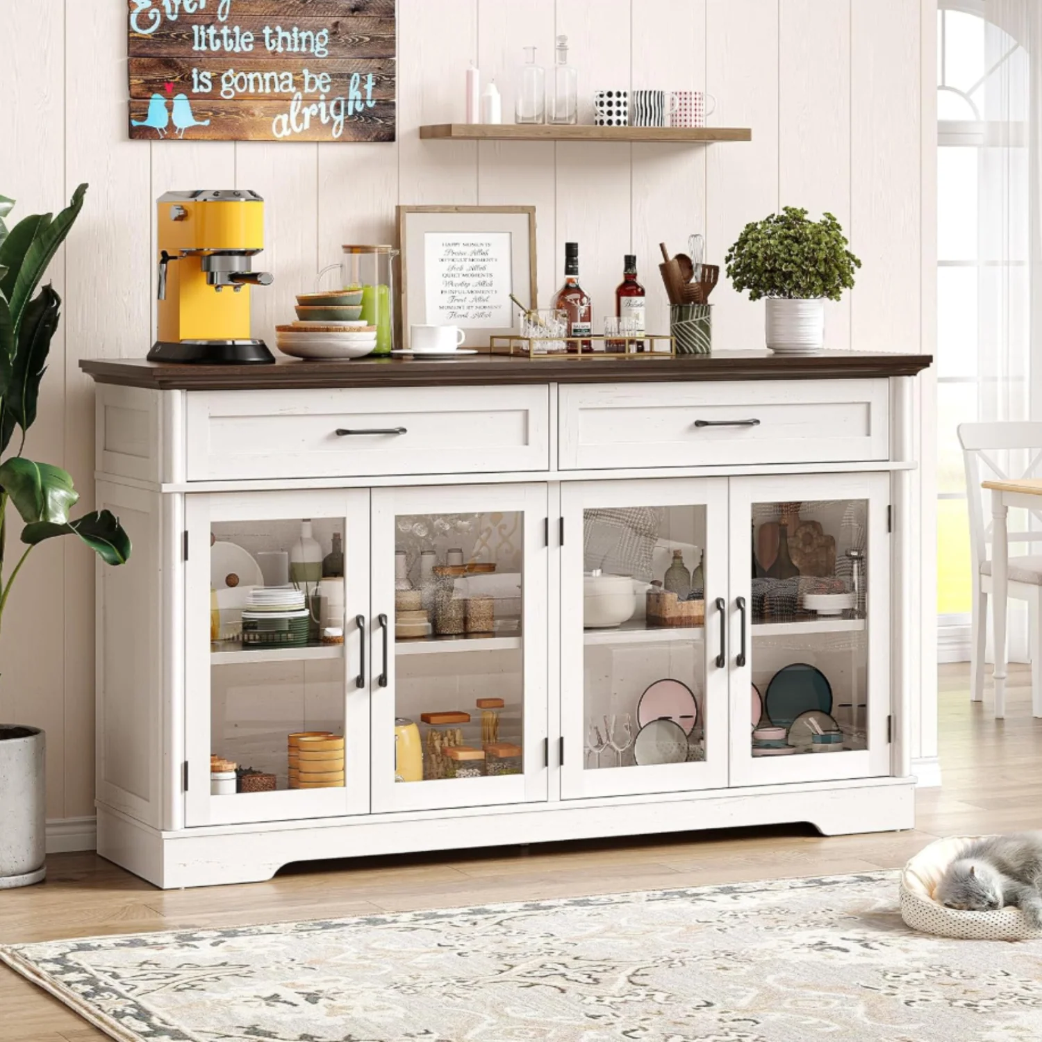 Fast 60 Inch Sideboard Buffet Cabinet with Storage Large Buffet Cabinet with 4 Doors and 2 Drawers Sideboard Cabinet with Adjustable Shelves60 Inch Sideboard Buffet Cabinet with Storage Large Buffet Cabinet with 4 Doors and 2 Drawers Sideboard Cabinet with Adjustable Shelves Smooth