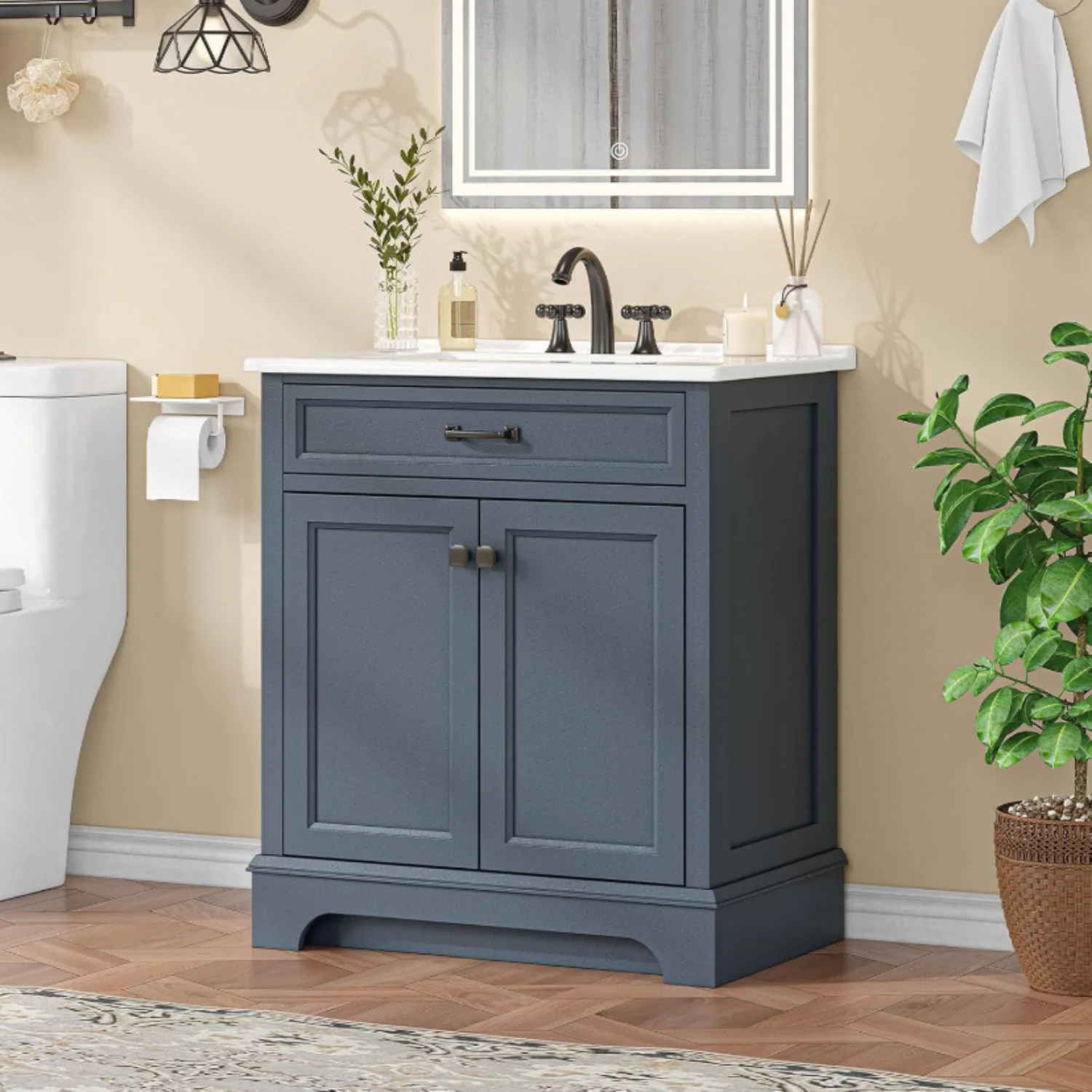 Outstanding 30 Inch standing Bathroom Vanity Cabinet with Sink Combo Bathroom Storage Cabinet with Adjustable Shelf and Soft Close Doors30 Inch standing Bathroom Vanity Cabinet with Sink Combo Bathroom Storage Cabinet with Adjustable Shelf and Soft Close Doors Fine Crafted