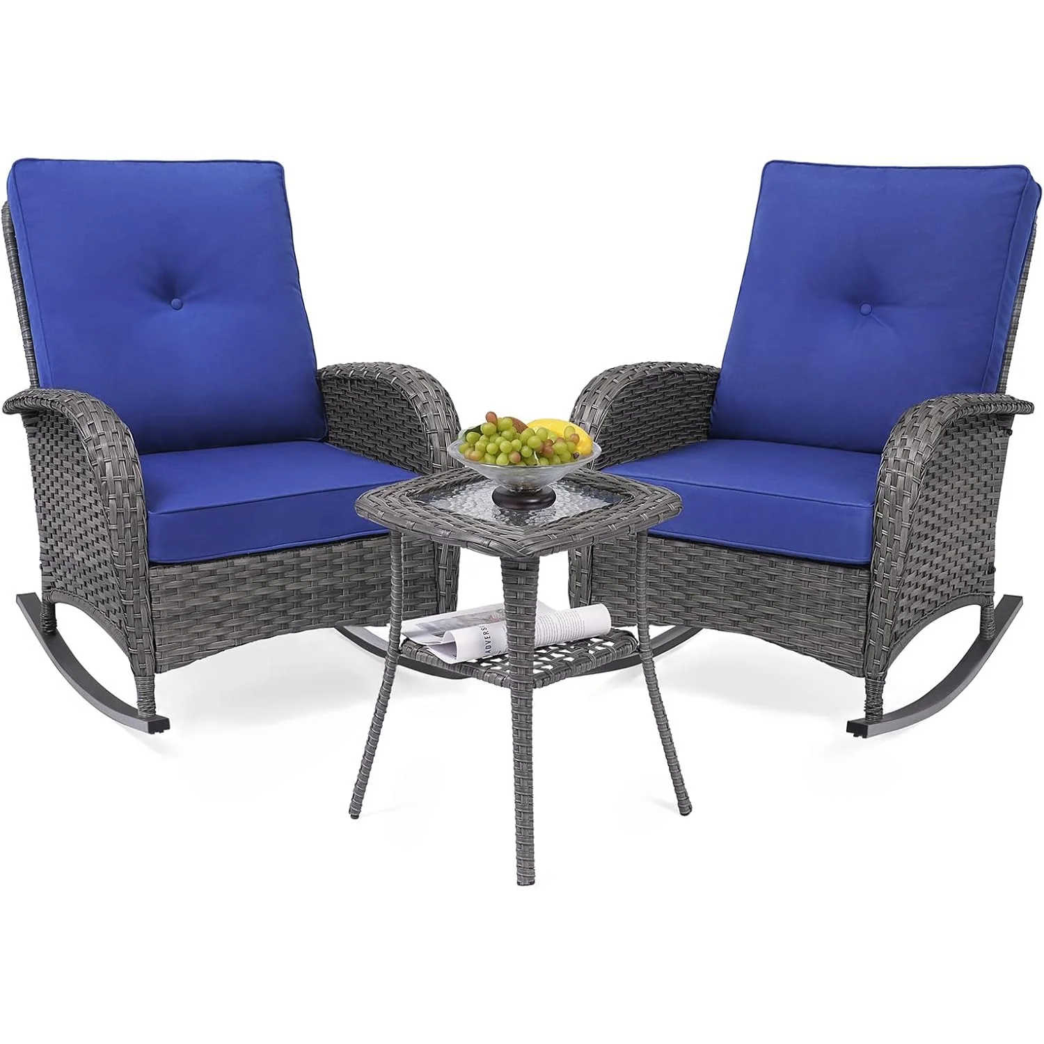 High-Quality 3-Piece Wicker Furniture Set for Patio Patio Rocking Chairs Set Outdoor Rocking Chairs Set of 2 with Side Table3-Piece Wicker Furniture Set for Patio Patio Rocking Chairs Set Outdoor Rocking Chairs Set of 2 with Side Table Minimalist