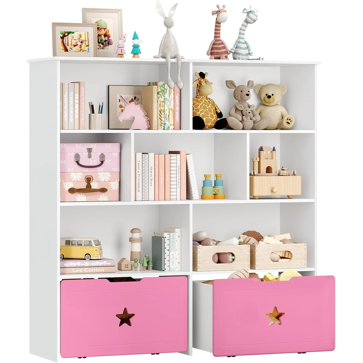 Elegant Toy Organizer Toy Rack Storage Cottage Style Toy Organizer Large Toy Shelf with 7 Storage Compartments and 2 Movable Drawers for Children’s RoomToy Organizer Toy Rack Storage Cottage Style Toy Organizer Large Toy Shelf with 7 Storage Compartments and 2 Movable Drawers for Children’s Room Smart