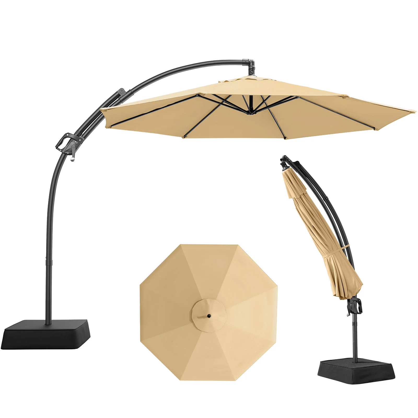 Genuine 10 FT Outdoor Patio Umbrella with Base Included Cantilever Umbrella Offset Umbrella for Pool Backyard Garden and Deck10 FT Outdoor Patio Umbrella with Base Included Cantilever Umbrella Offset Umbrella for Pool Backyard Garden and Deck High-Quality