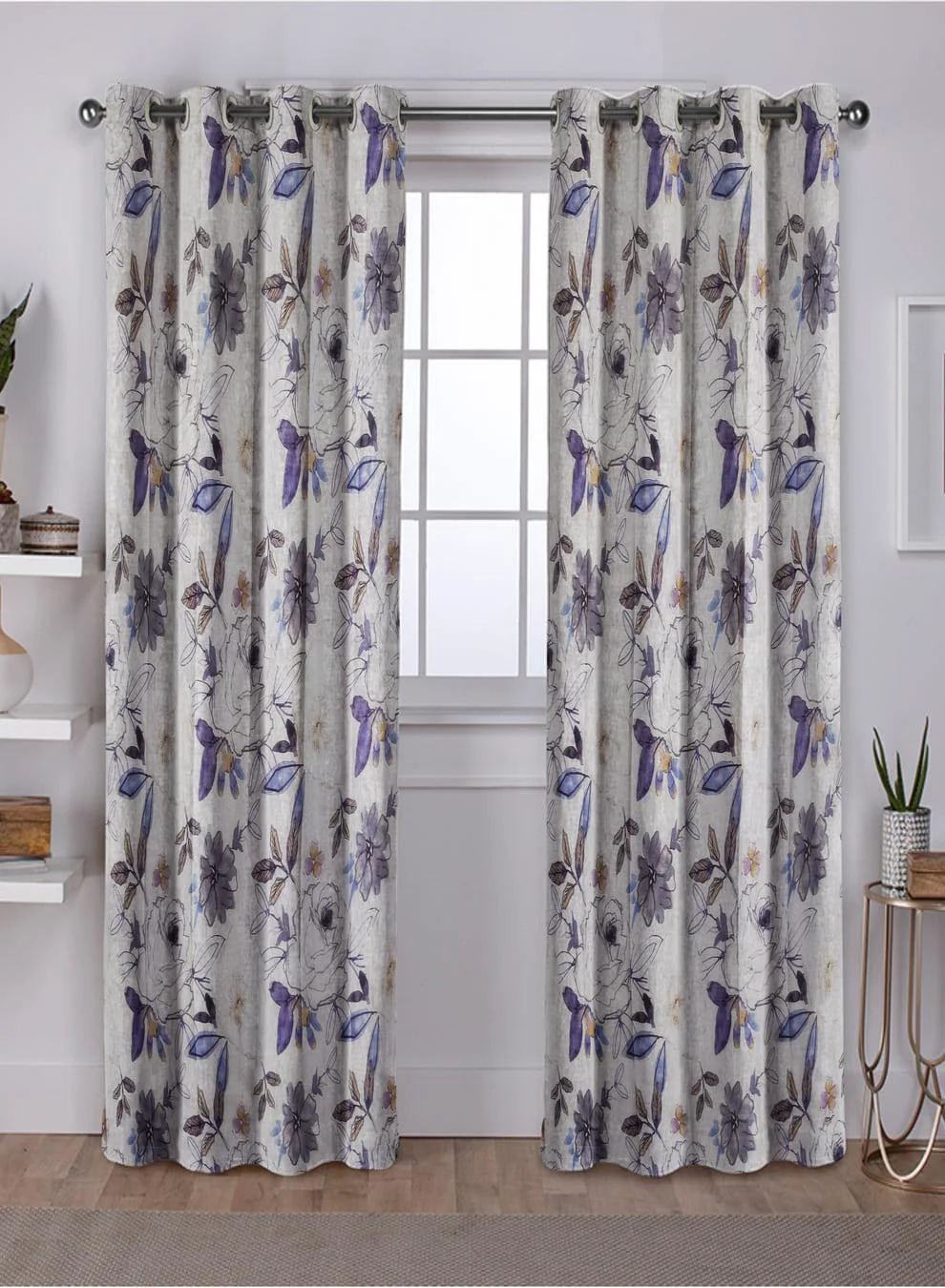 Smooth Solana Blackout Curtains Elegant Floral Print Total Light Block Violet Set of 2 Fully CustomizableThe Guide to Measuring and Choosing Curtains Innovative