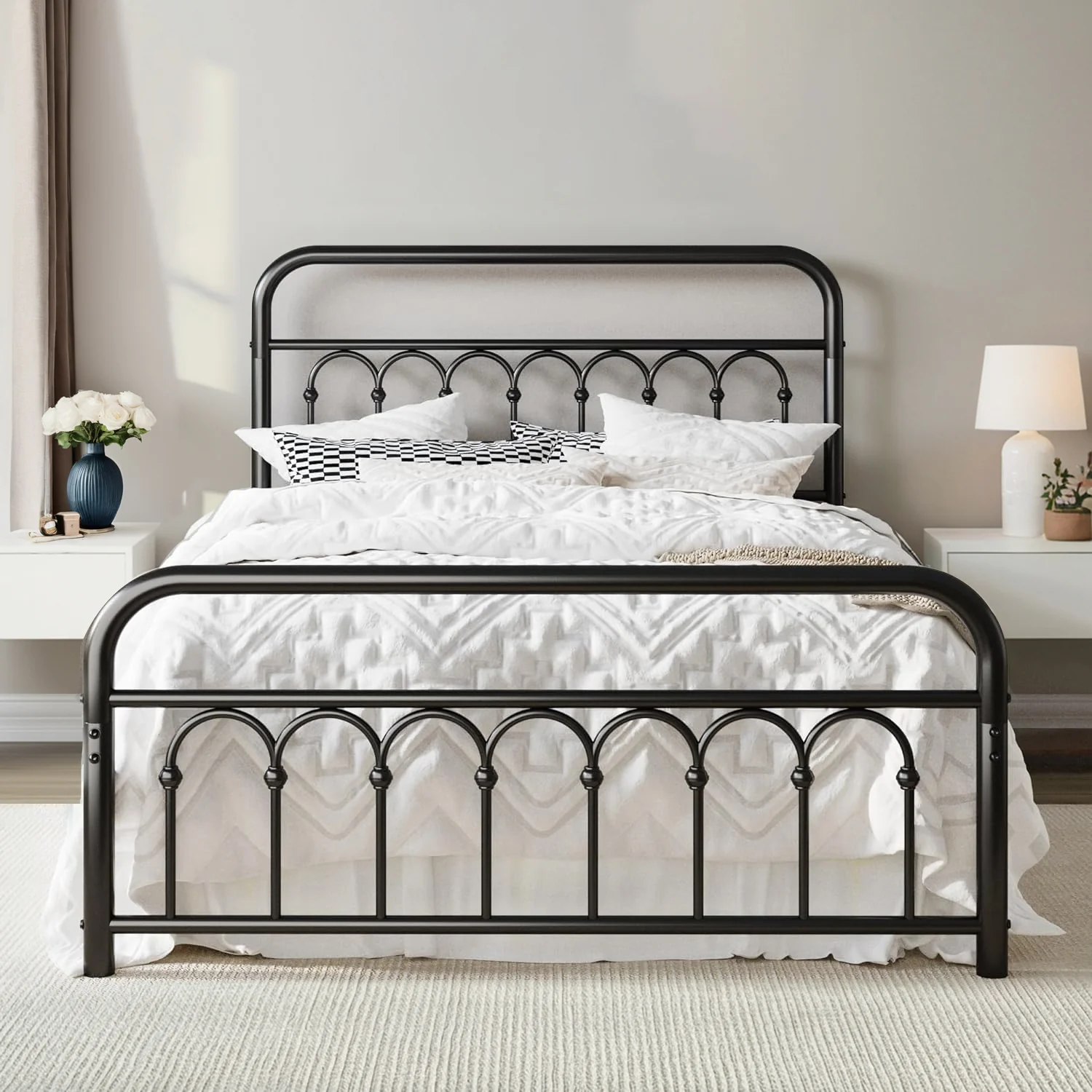 Carefully Designed Arcade-Arch Victorian Platform Metal Bed Frame with Headboard and Footboard Under-Bed Storage No Box Spring NeededArcade-Arch Victorian Platform Metal Bed Frame with Headboard and Footboard Under-Bed Storage No Box Spring Needed Advanced