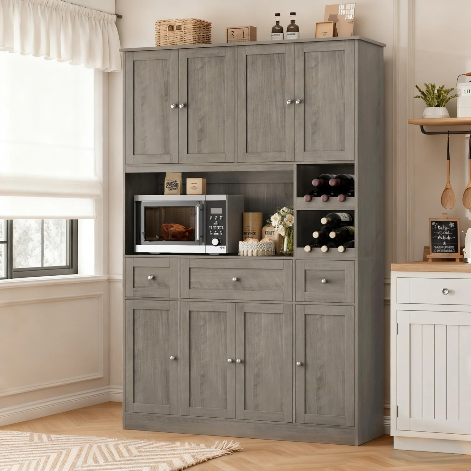 Fine Discontinued 72 Tall Kitchen Hutch with Storage Pantry Cabinet with Drawers 5-Door Buffet Sideboard with Wine Rack Large Countertop Discontinued 72 Tall Kitchen Hutch with Storage Pantry Cabinet with Drawers 5-Door Buffet Sideboard with Wine Rack Large Countertop Premium