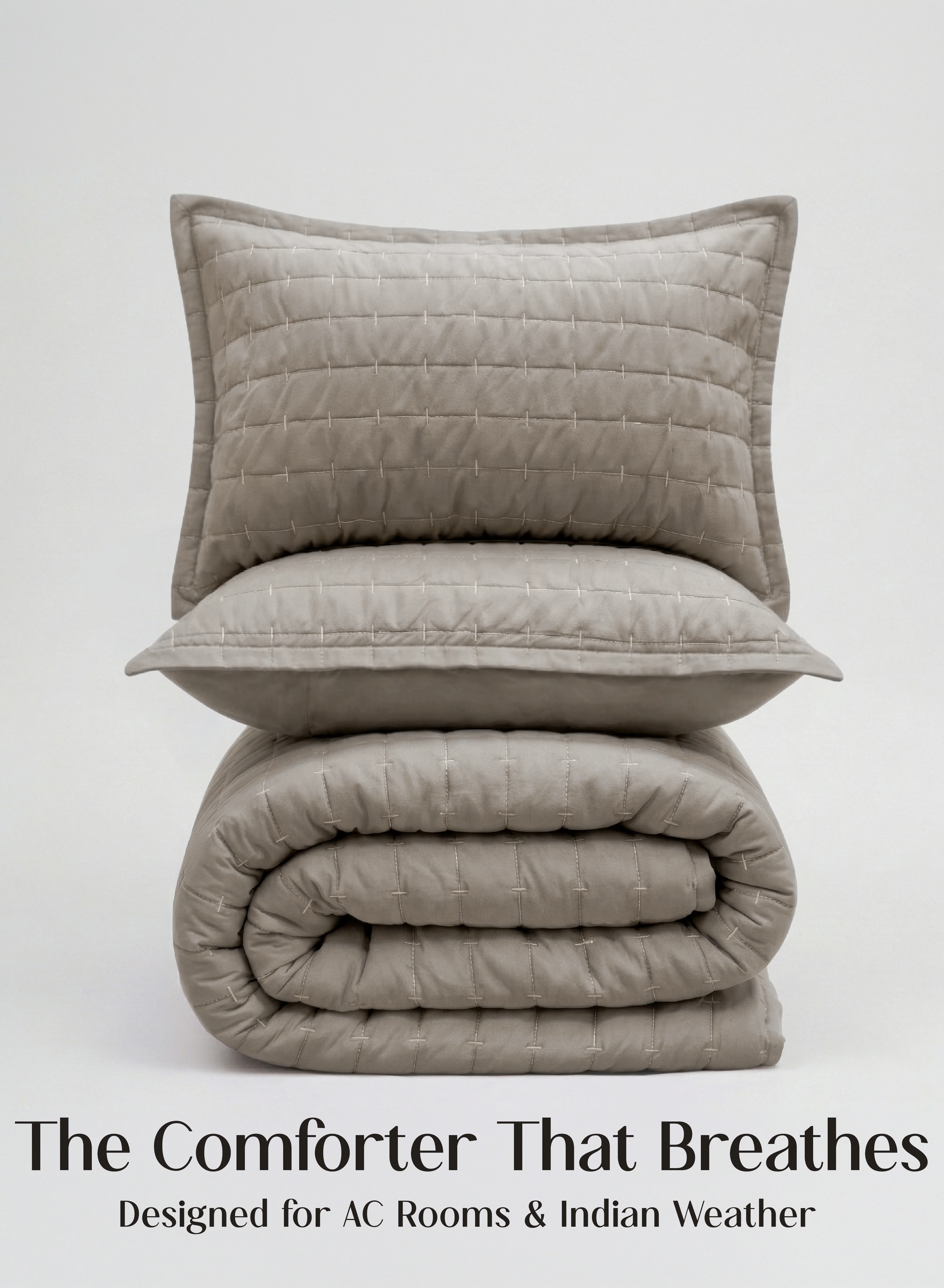 High-Quality CloudTouch™ 5-Piece AC Comforter Set 33 Oversized Includes 2 Pillow 2 Cushion Covers Latte Crème Classic
