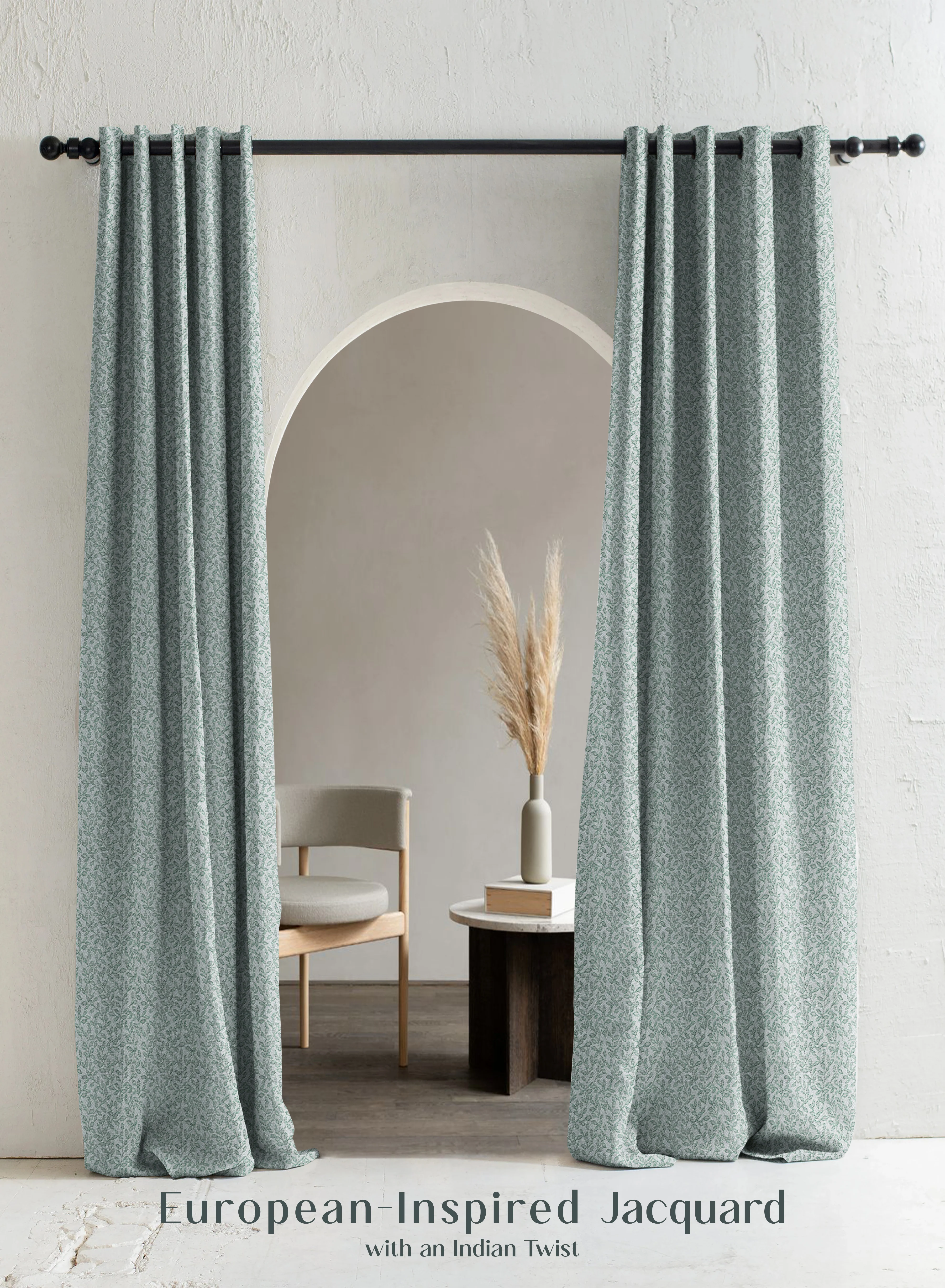 Minimalist Eudora Jacquard Room Darkening Curtains European Jacquard Weave Seafoam Green Set of 2 Fully CustomizableThe Guide to Measuring and Choosing Curtains Soft