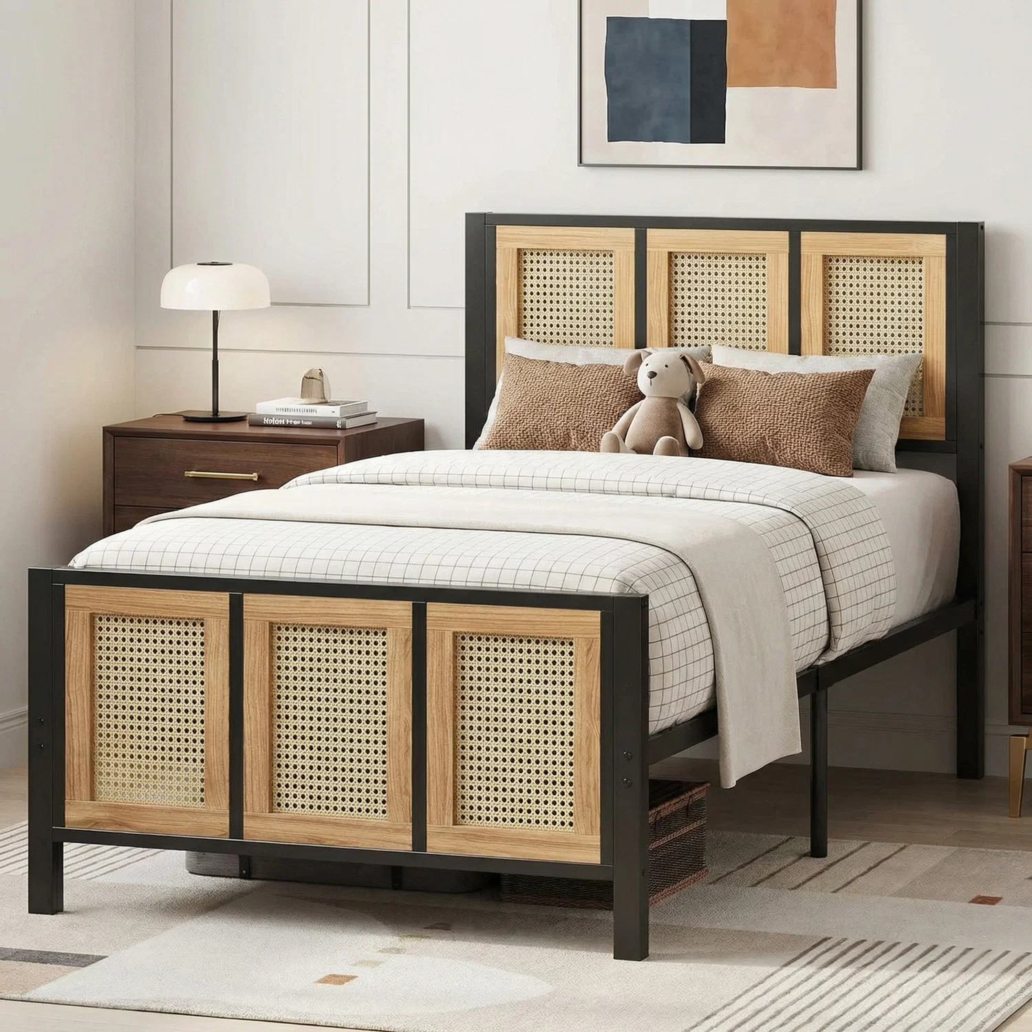 High-Quality Twin Bed Frame with Wood Headboard and Metal Slats Support No Box Spring NeededTwin Bed Frame with Wood Headboard and Metal Slats Support No Box Spring Needed Certified