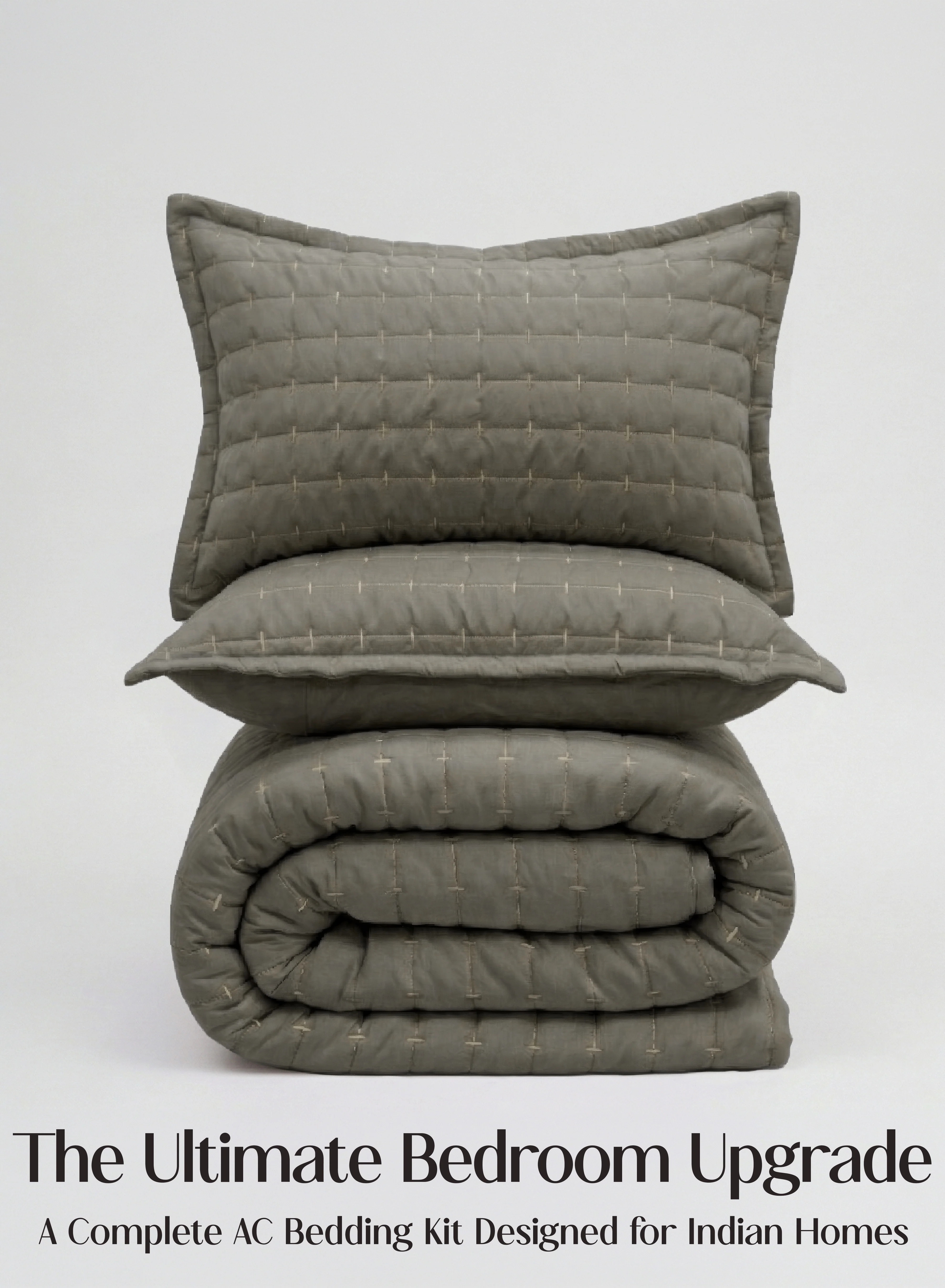 Reusable CloudTouch™ 8-Piece AC Bedding Set Complete Bedroom Upgrade in One Set Smoked Coffee Next-Generation