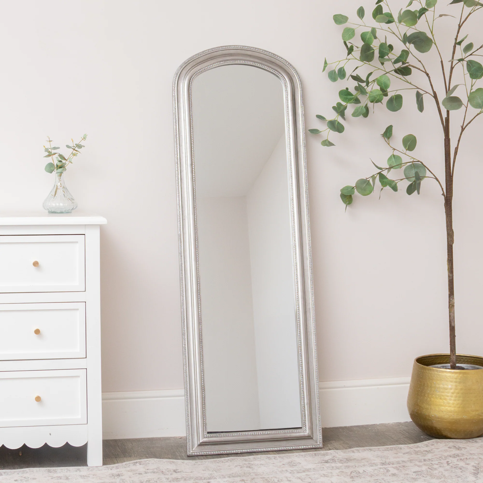 Durable Full Length Foiled Silver Leaner Wall Mirror – 47cm x 142cm Modern