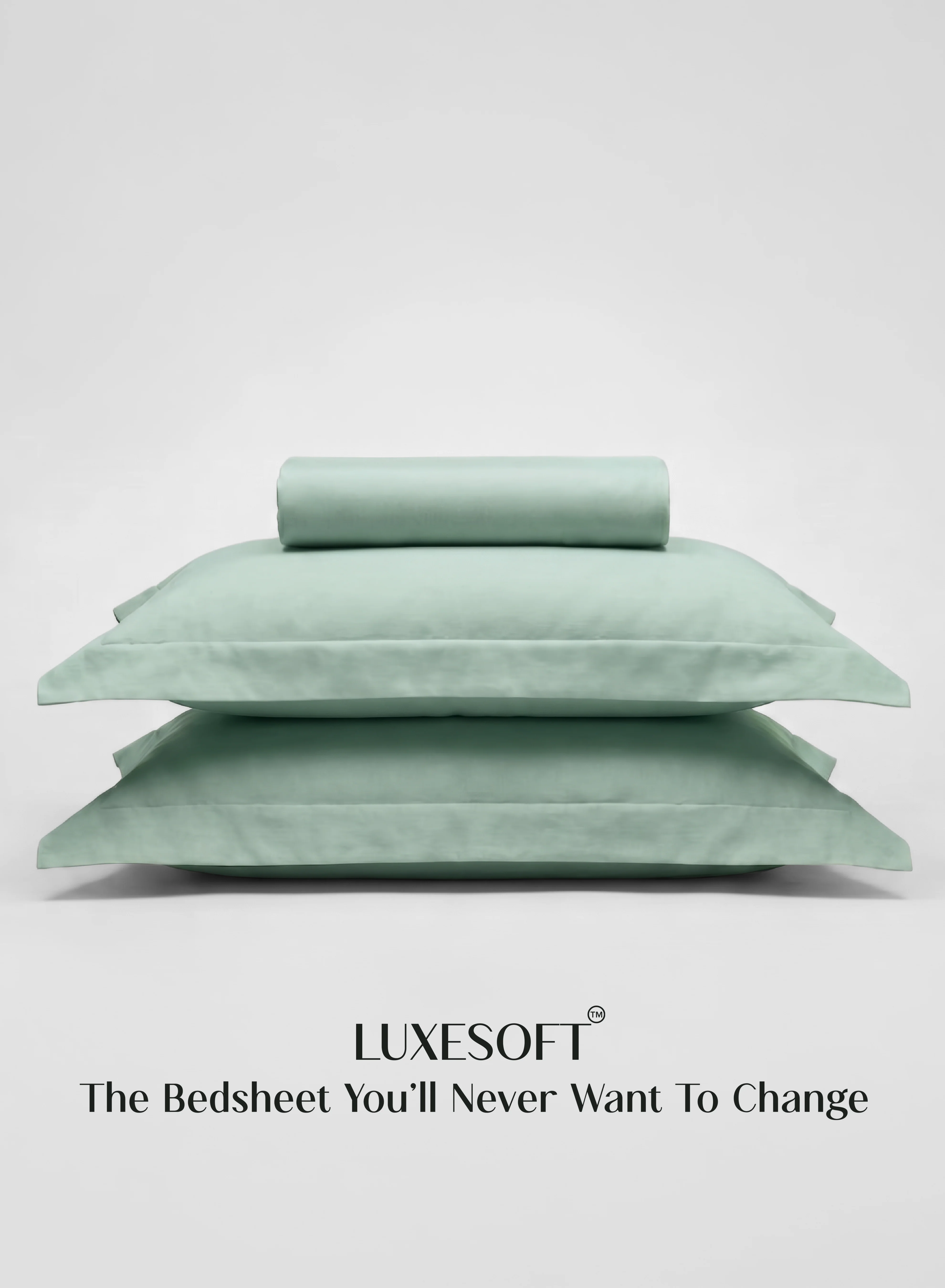 Pure LuxeSoft™ Double Bedsheet Set Oversized King Includes 2 Pillow Covers 2 Cushion Covers Matcha Milk Solid