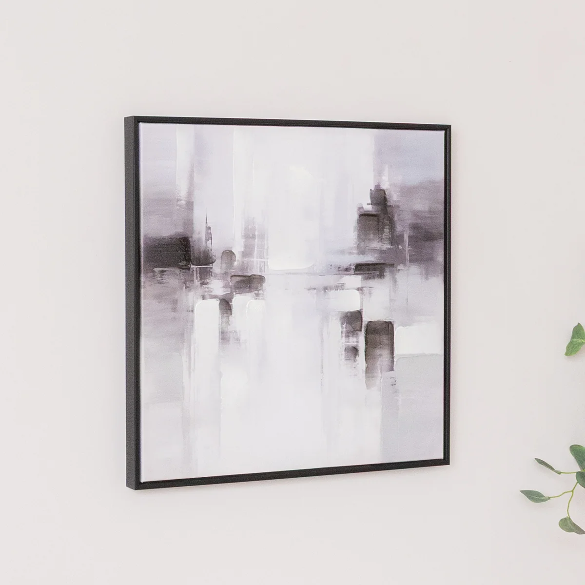 Lightweight Black White Serenity Abstract Framed Wall Art – 50cm x 50cm Modern