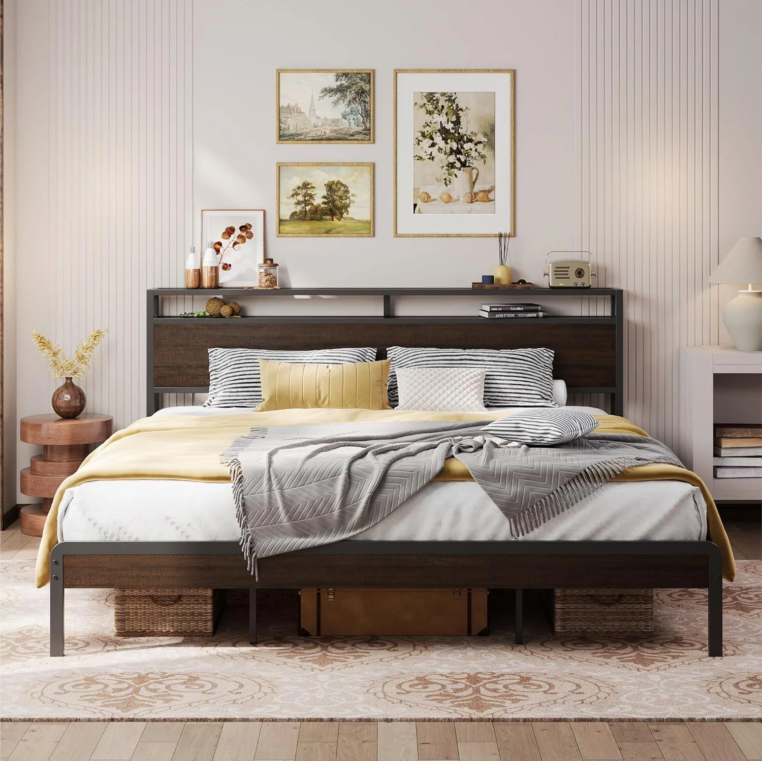 Effective California King Size Bed Frame with Headboard Strong Support Platform Bed Quiet No Box Spring NeededCalifornia King Size Bed Frame with Headboard Strong Support Platform Bed Quiet No Box Spring Needed Excellent