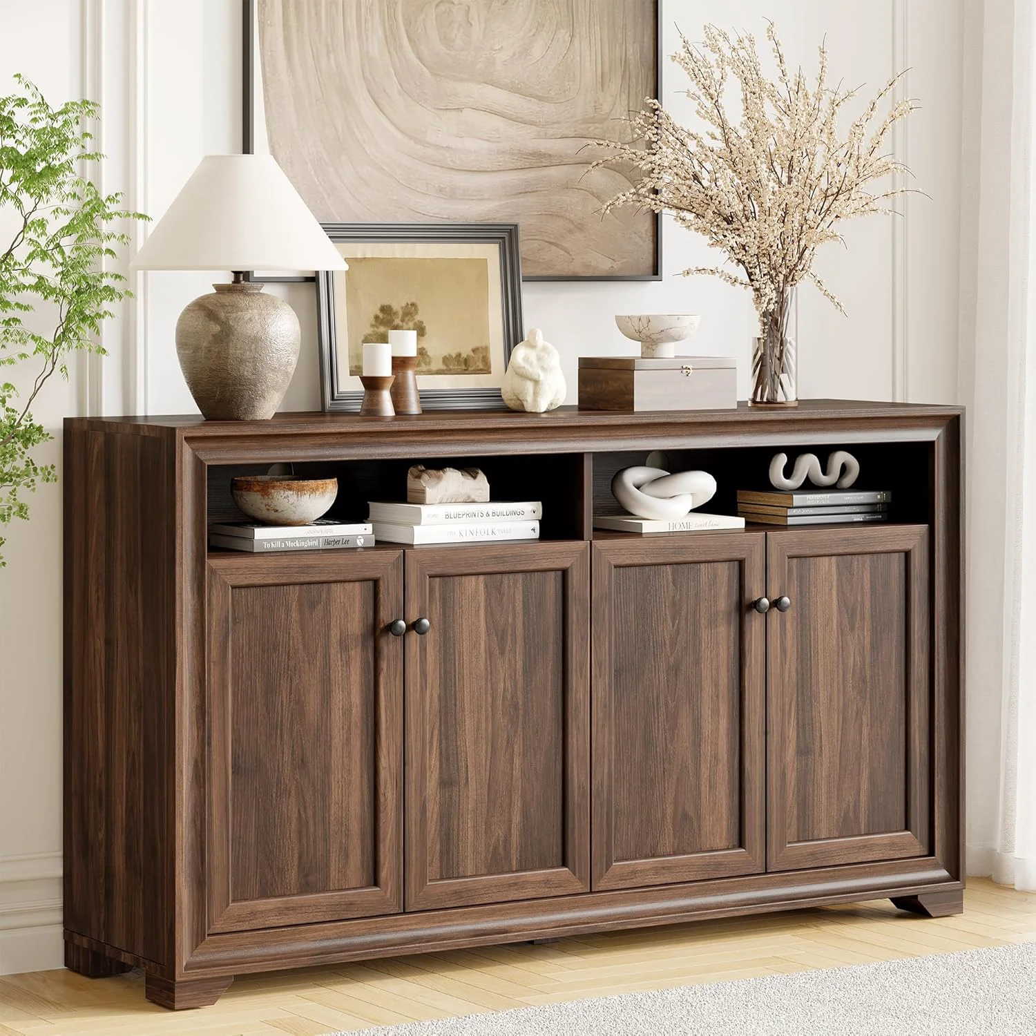 Proven 60 Inches Buffet Cabinet Sideboard Console Table with 4 Doors and Adjustable Shelf60 Inches Buffet Cabinet Sideboard Console Table with 4 Doors and Adjustable Shelf Consistent