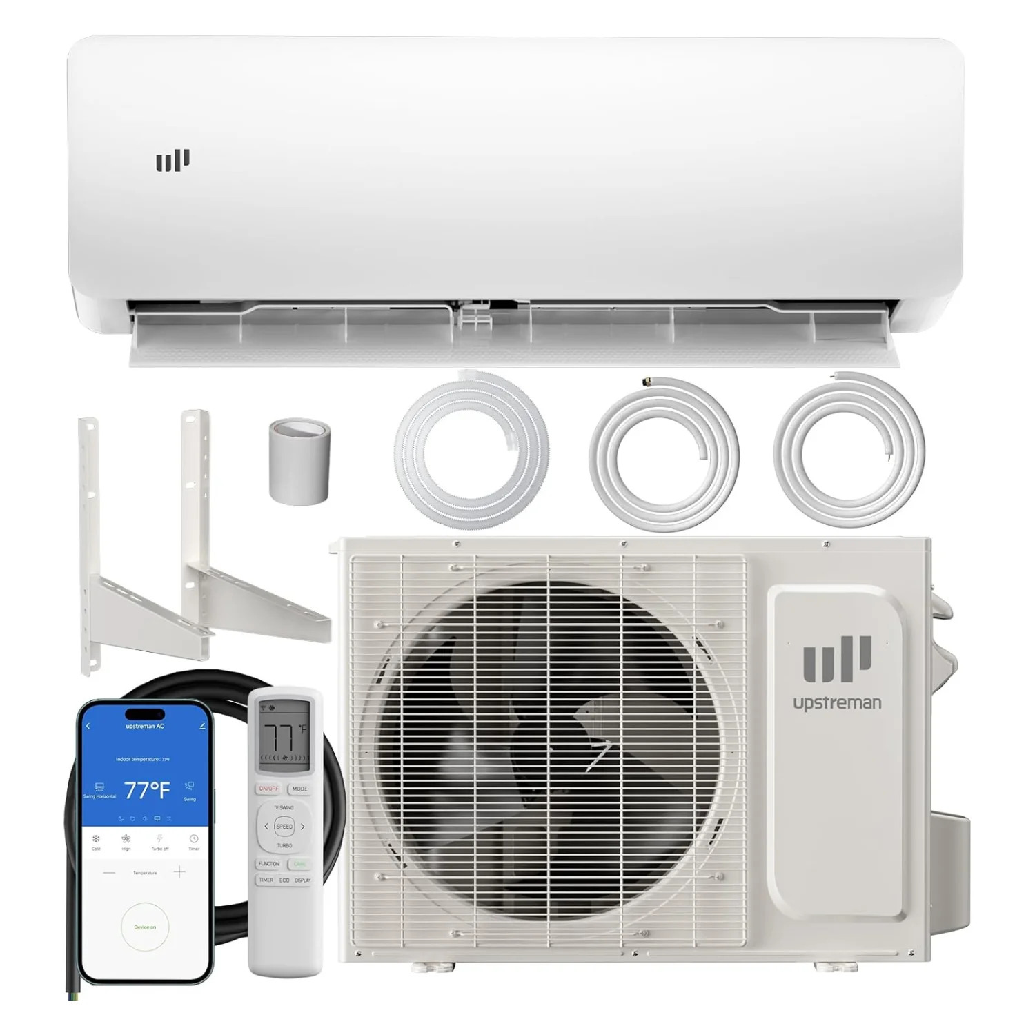Modern Mini Split Air Conditioner 12000 BTU with Heat Pump 20 SEER2 Ductless AC Energy Efficient Inverter App Control for Up to 750 Sq.Ft 230V Mini Split Air Conditioner 12000 BTU with Heat Pump 20 SEER2 Ductless AC Energy Efficient Inverter App Control for Up to 750 Sq.Ft 230V Functional