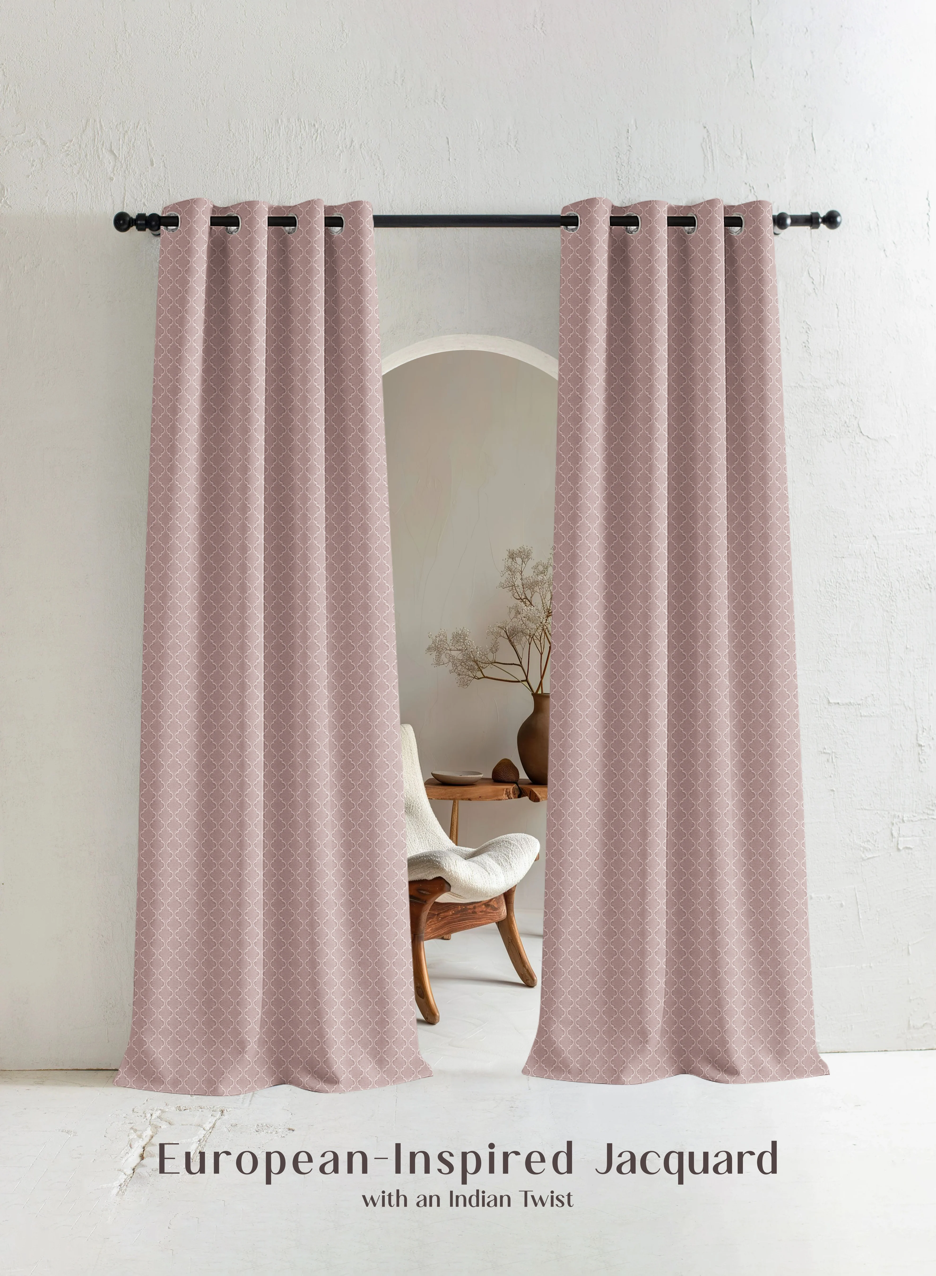 Comfortable Teramo Jacquard Blackout Curtains Crest Jacquard Weave Total Light Block Dusky Peach Set of 2 Fully CustomizableThe Guide to Measuring and Choosing Curtains Quality