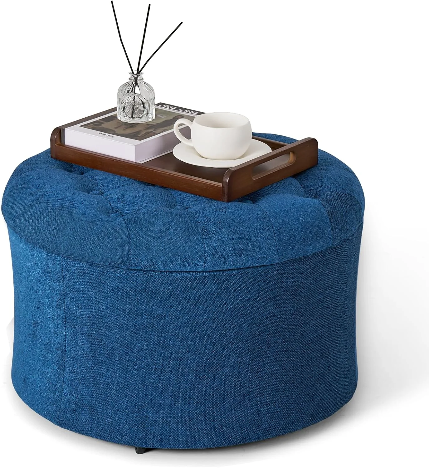 Versatile 25-inch Ottoman with Storage Round Pouf Ottoman Foot Rest Storage Foot Stool25-inch Ottoman with Storage Round Pouf Ottoman Foot Rest Storage Foot Stool Refined