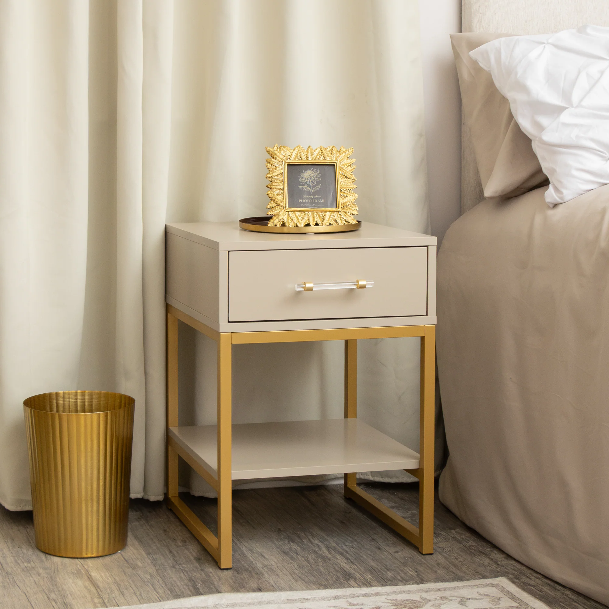 World-Class One Drawer Bedside Table – Liana Taupe Range Premium