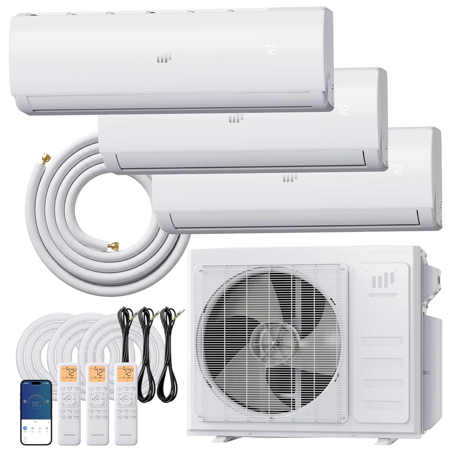 Sophisticated 3 Zone Mini Split Air Conditioner 20 SEER2 208-230V Multi Zone Heat Pump System with 9K 9K 18K BTU Indoor Units3 Zone Mini Split Air Conditioner 20 SEER2 208-230V Multi Zone Heat Pump System with 9K 9K 18K BTU Indoor Units Verified