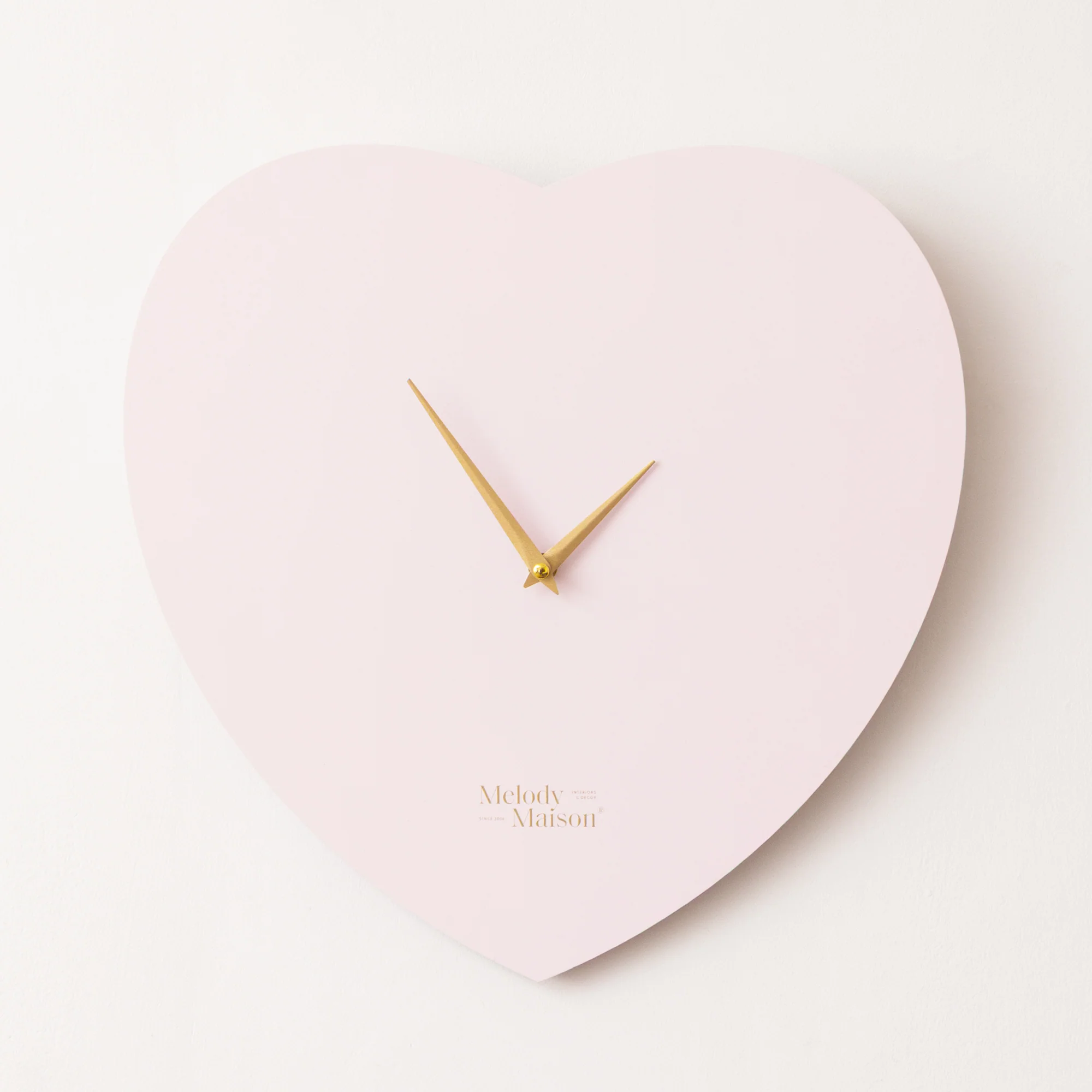 Premium Material Wooden Pink Gold Detailed Heart Shaped Wall Clock – 40cm x 40cm Organic